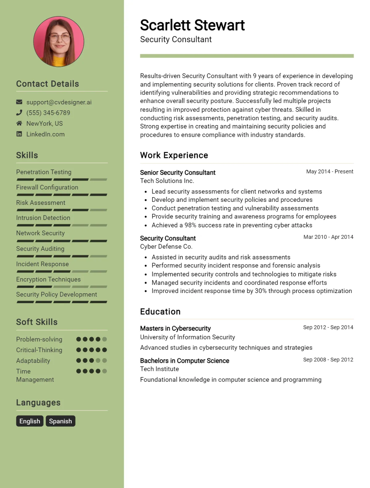 Security Consultant CV Example For 2026: Best Tips & Templates Preview