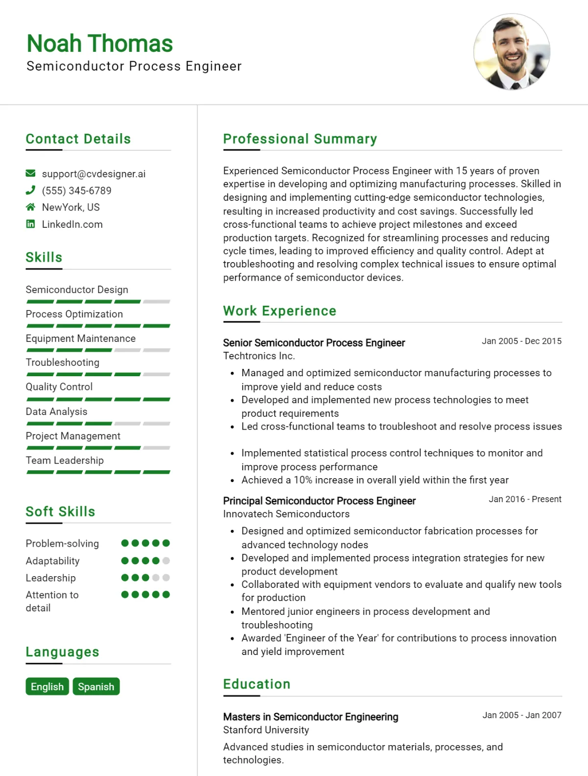 Semiconductor Process Engineer CV Example For 2026: Top Tips & Samples Preview