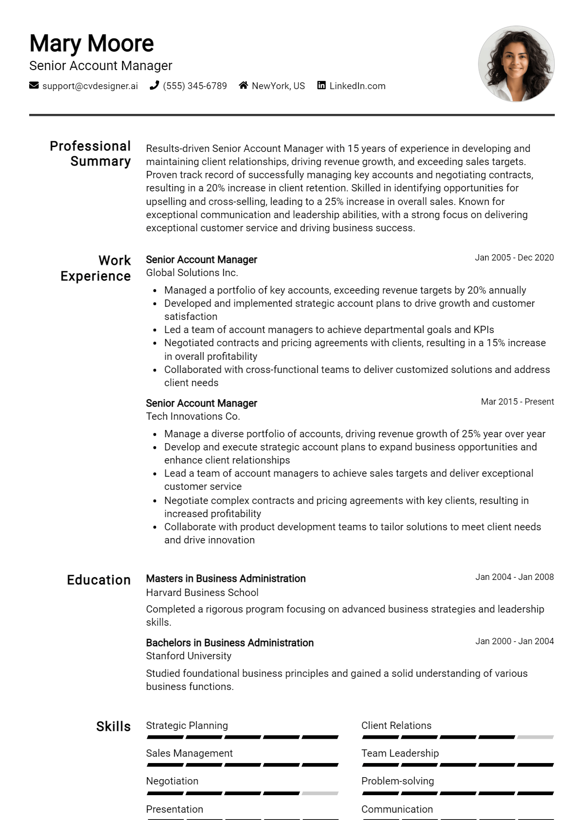 Senior Account Manager Resume Example for 2026: Strategies & Templates Preview