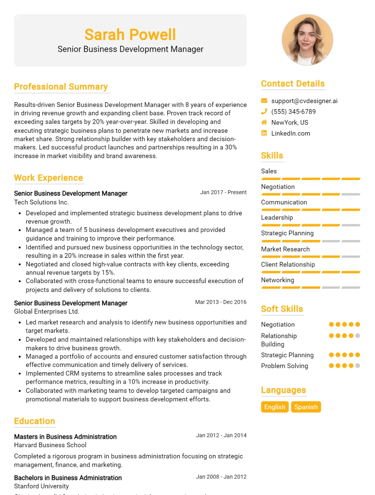 10 Senior Business Development Manager CV Examples And Templates For 2026 Preview