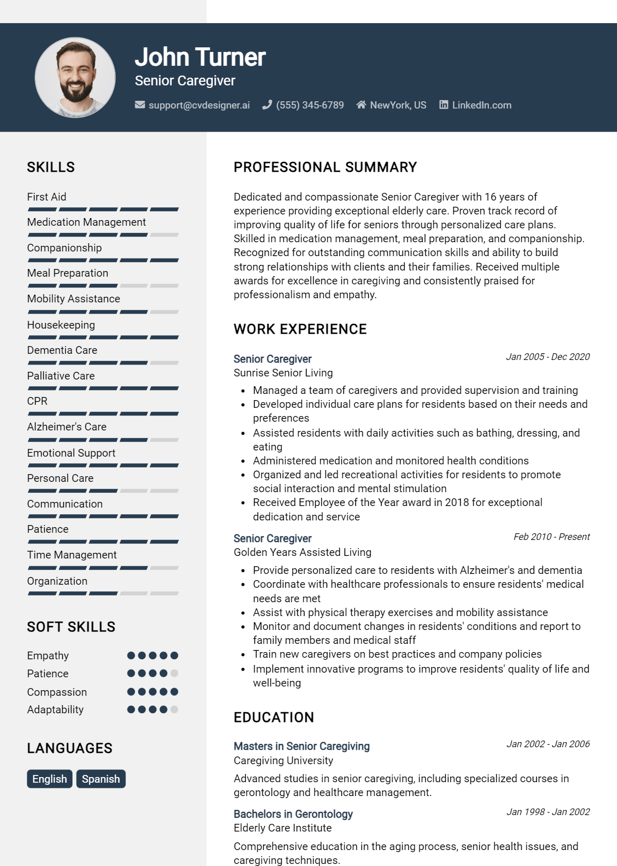 Senior Caregiver Resume Example for 2026: Free Downloadable Templates Preview