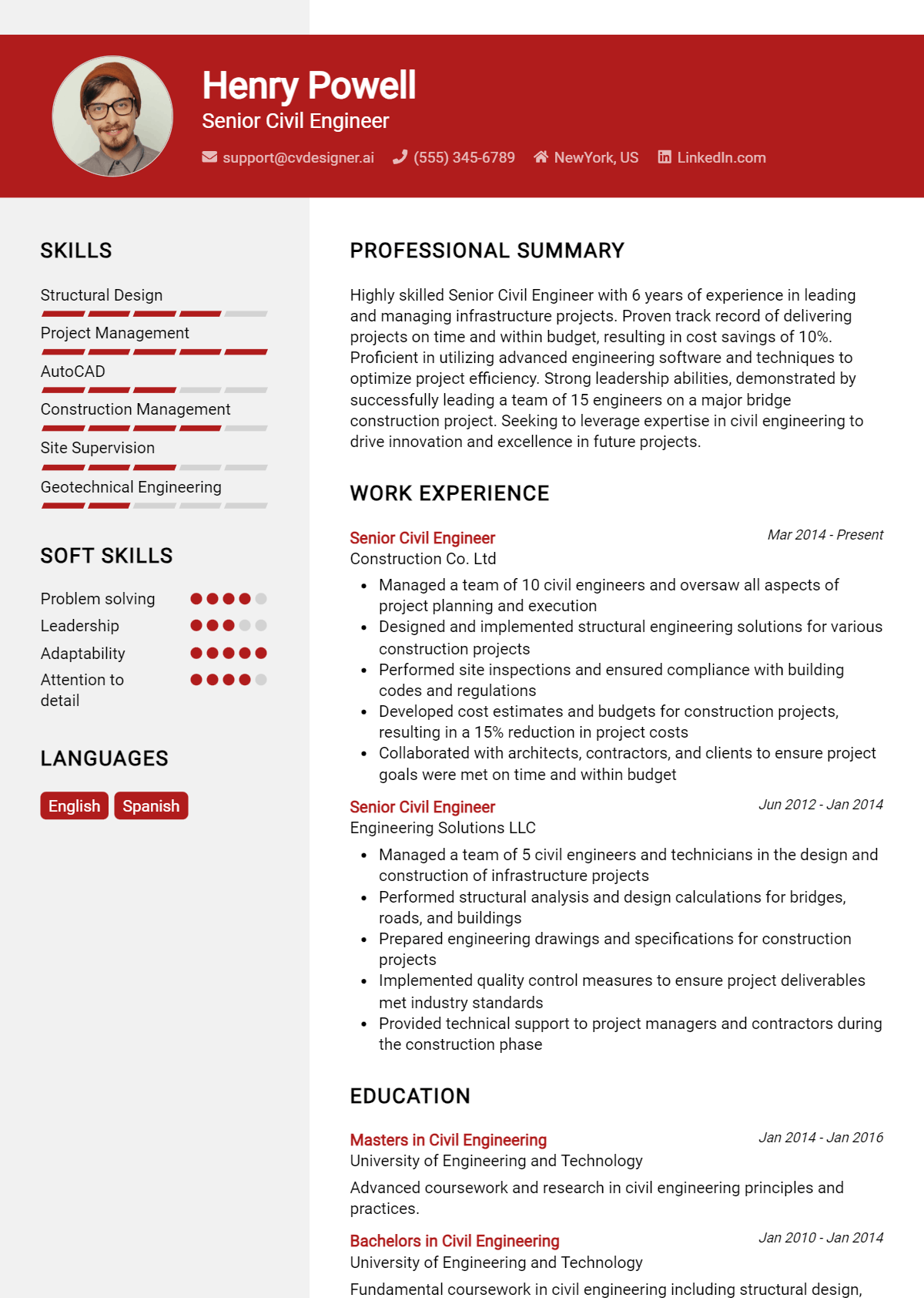 Senior Civil Engineer Resume Example for 2026: Best Formatting Tips Preview