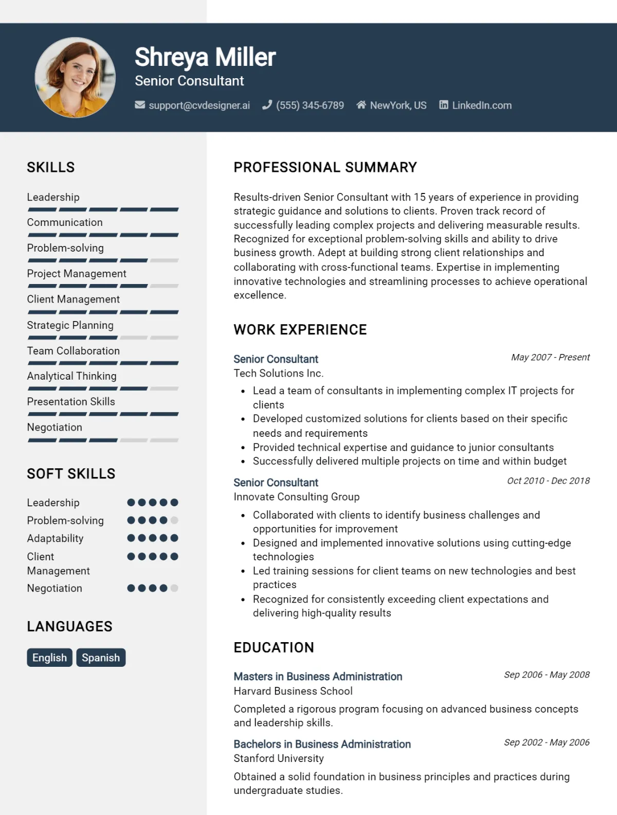Senior Consultant CV Example For 2026: How to Create a Professional CV Preview