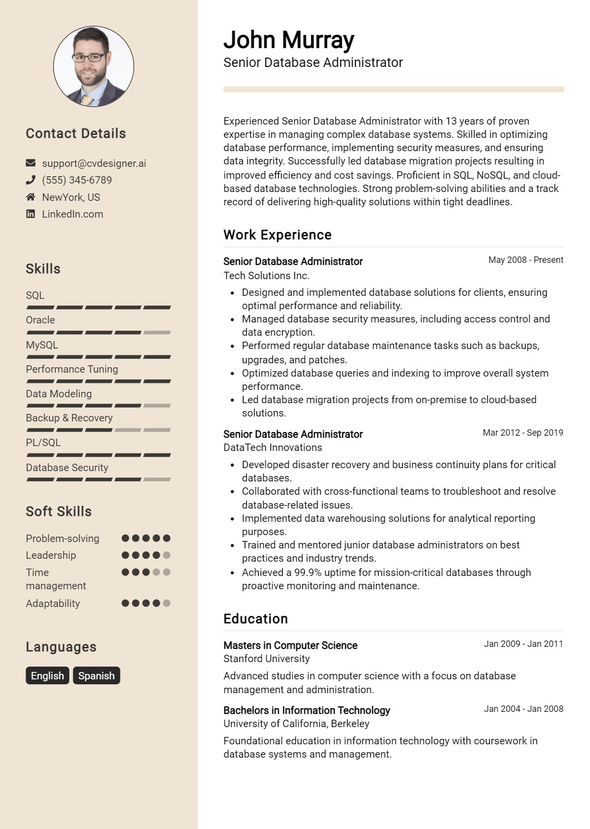 10 Senior Database Administrator Resume Examples for 2026: Free Examples Preview