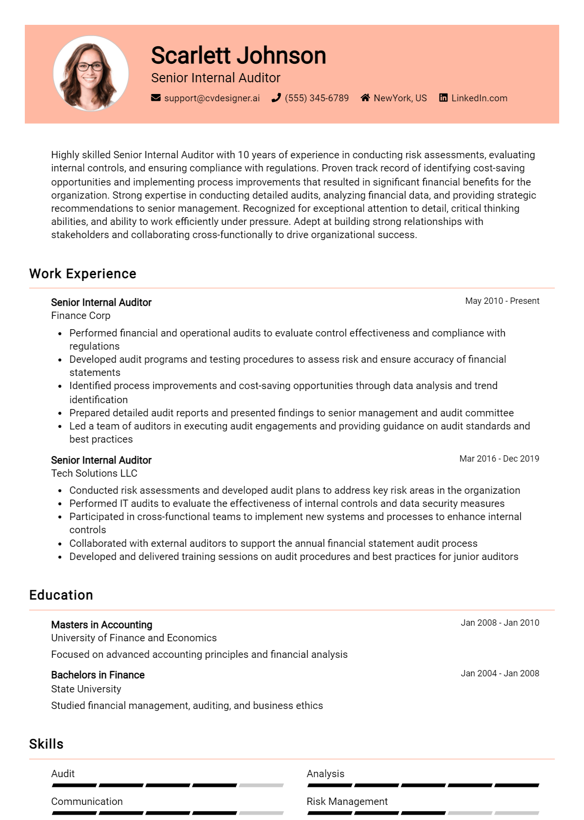 12 Senior Internal Auditor Resume Examples And Templates for 2026 Preview
