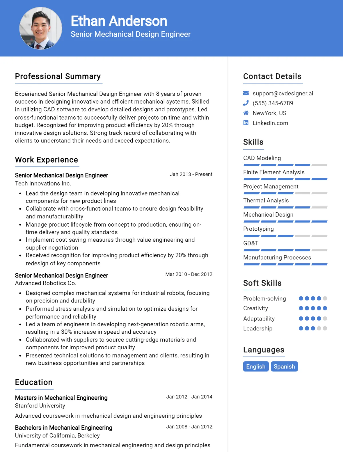 Senior Mechanical Design Engineer CV Example For 2026: Top Tips & Samples Preview