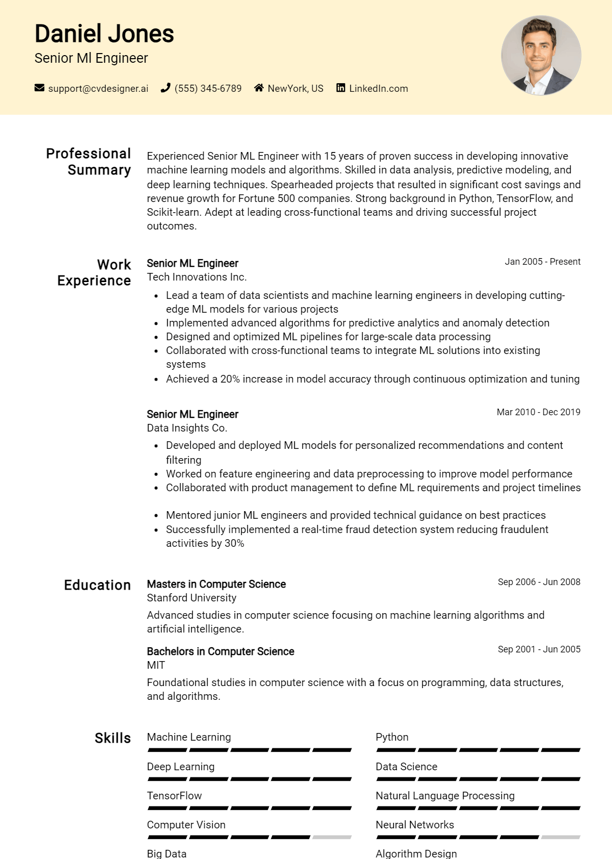 12 Senior ML Engineer CV Examples for 2026: Free Downloadable Templates Preview