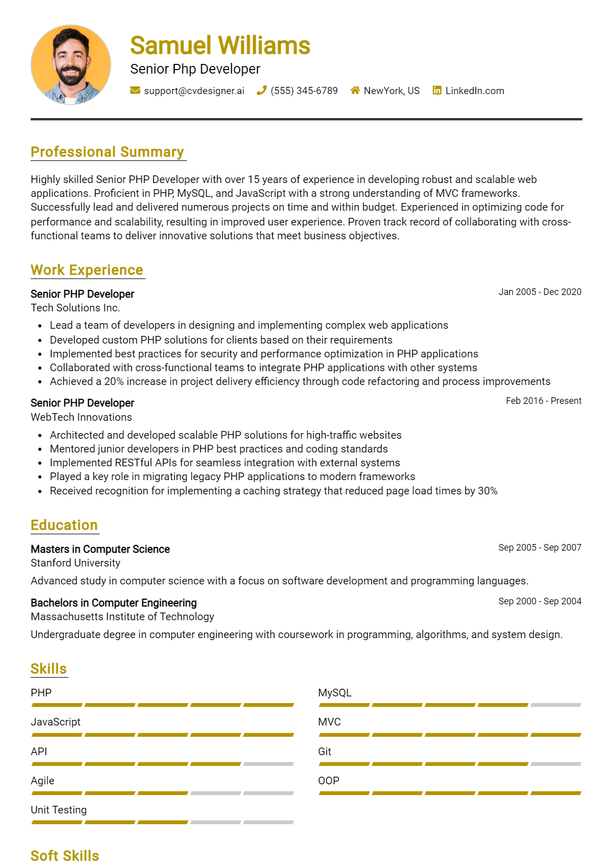12 Senior PHP Developer Resume Examples And Templates for 2026 Preview