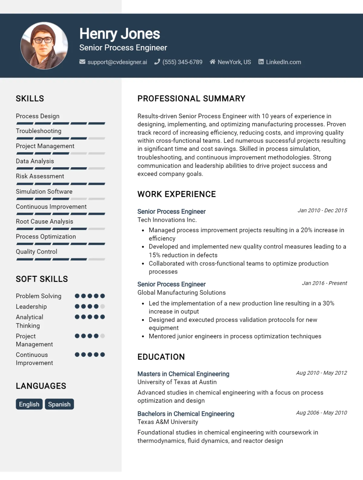 Senior Process Engineer CV Example For 2026: Top Tips & Samples Preview