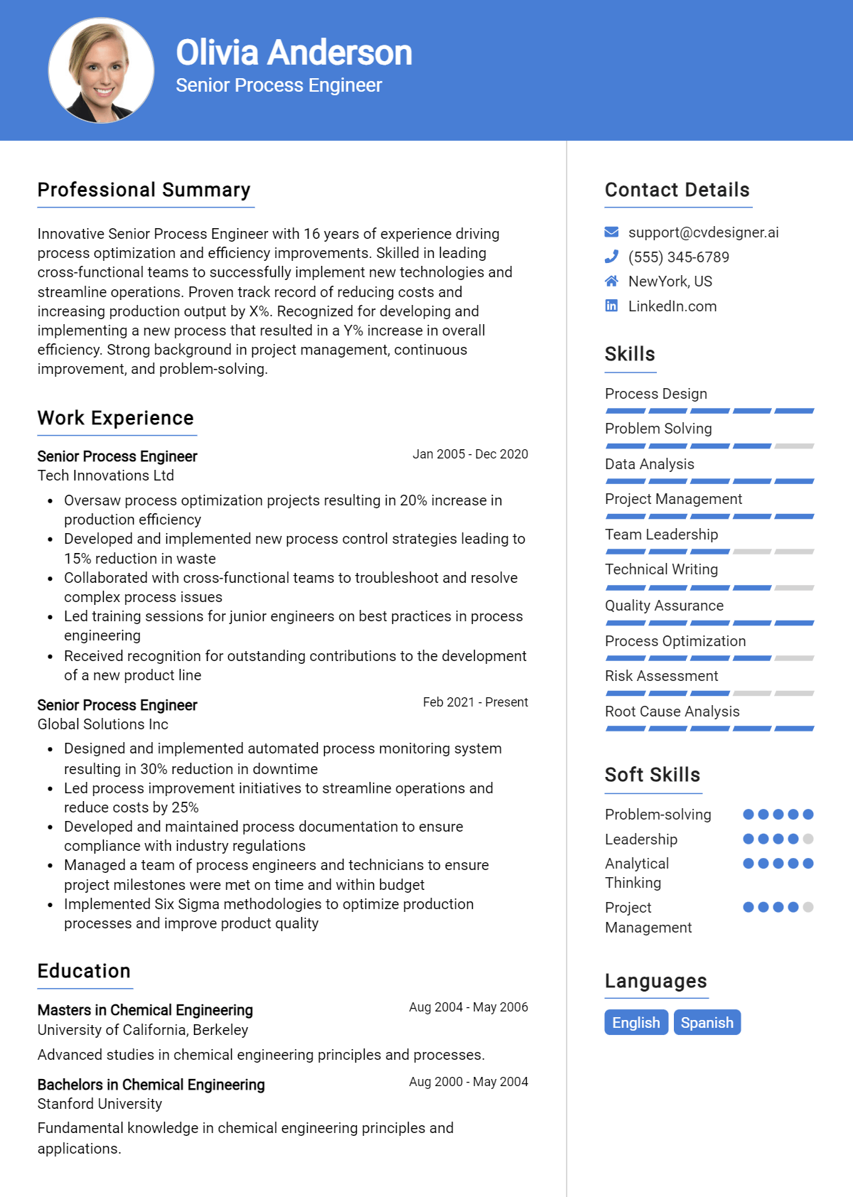 Senior Process Engineer Resume Example for 2026: Ultimate Guide Preview
