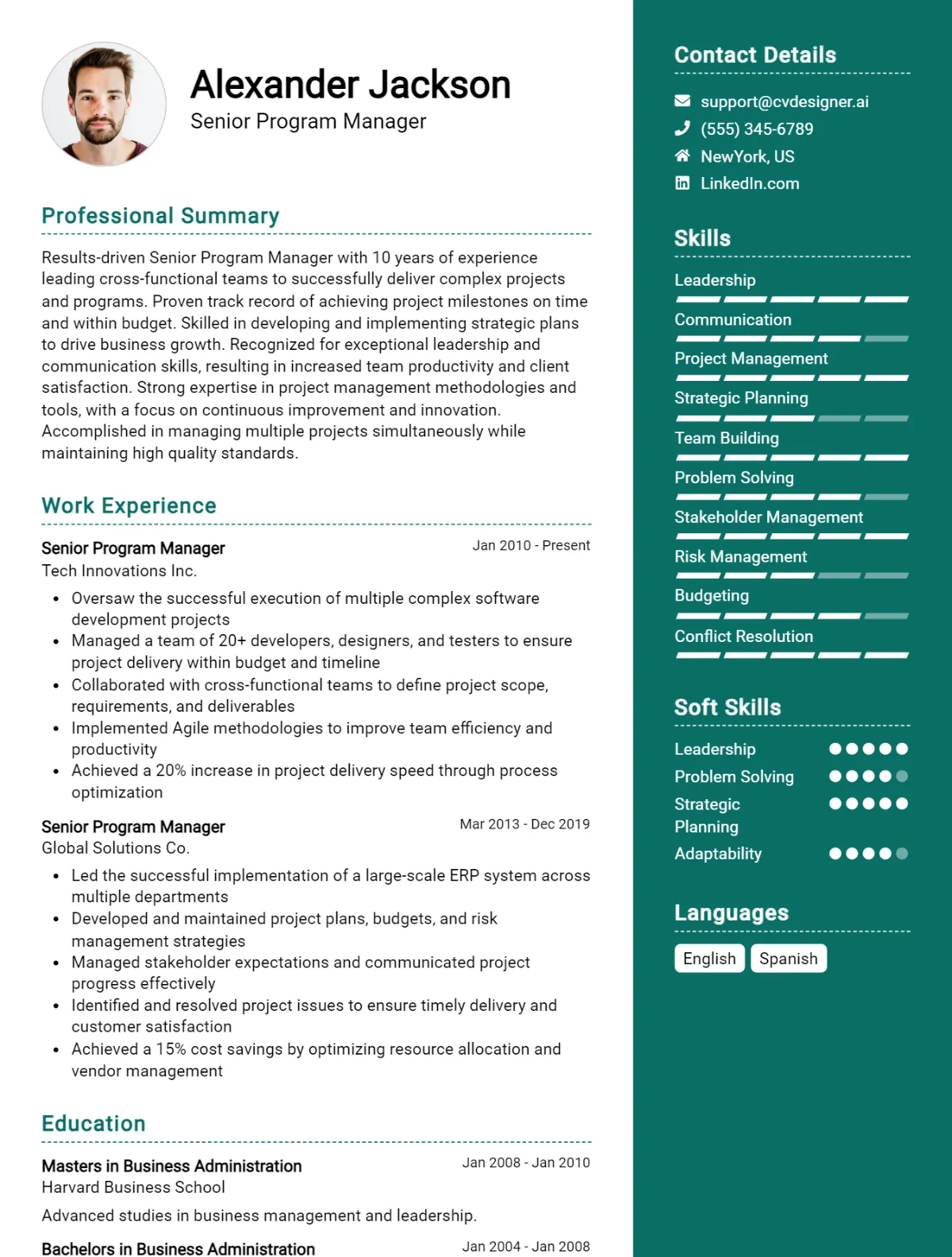 Senior Program Manager CV Example For 2026: Free Downloadable Templates Preview