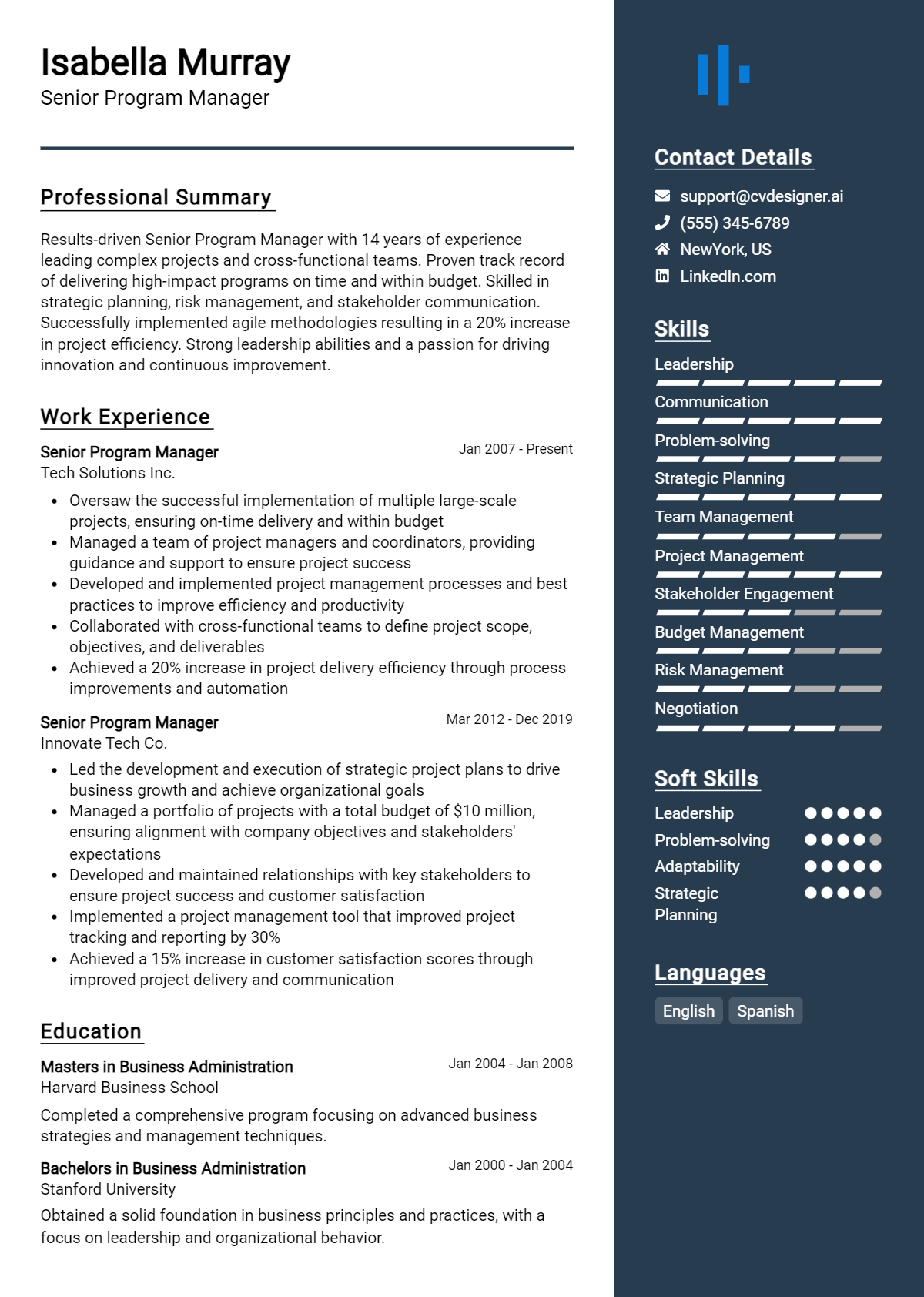 12 Senior Program Manager Resume Example for 2026: Best Tips Preview