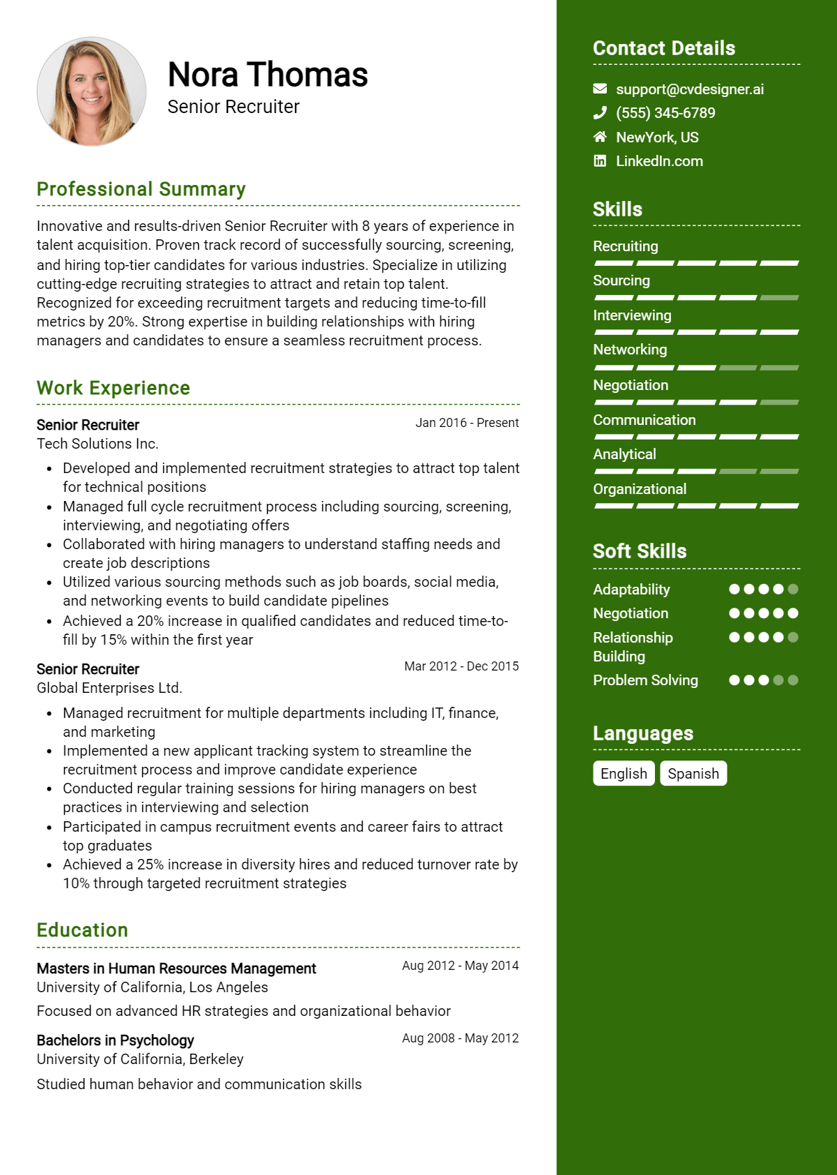 Senior Recruiter Resume Example for 2026: Effective Tips Preview