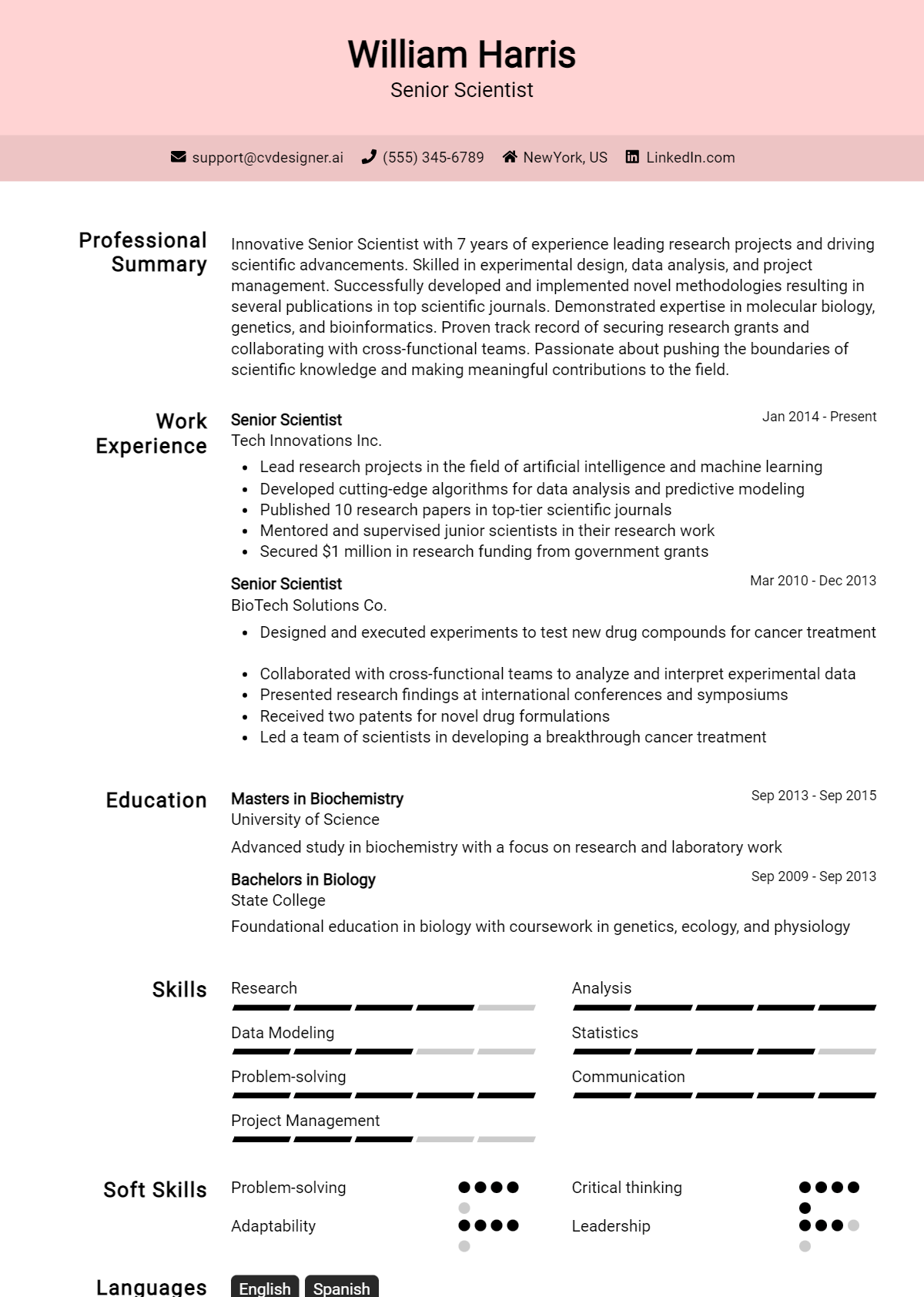 9 Senior Scientist Resume Examples for 2026: Free Professional Templates Preview