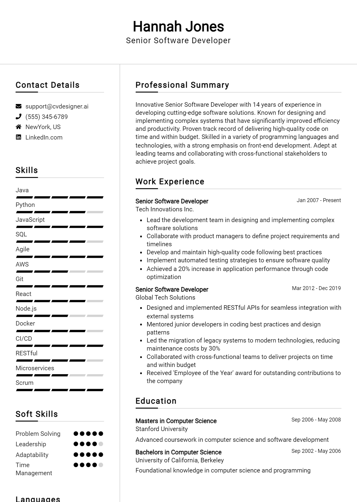 32+ Software Developer CV Examples and Templates for 2026 Preview