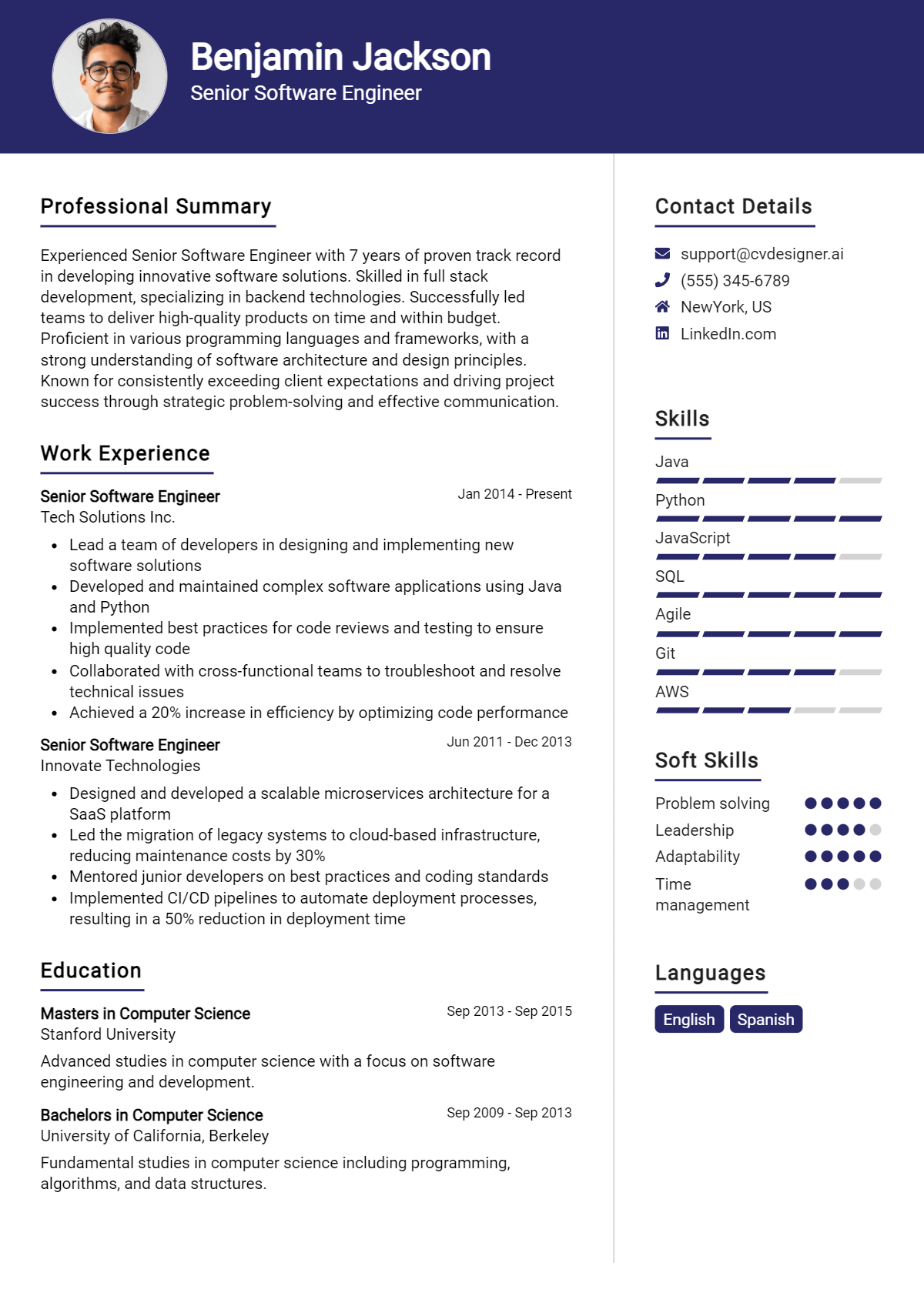 Senior Software Engineer CV Example For 2026: Free Downloadable Templates Preview