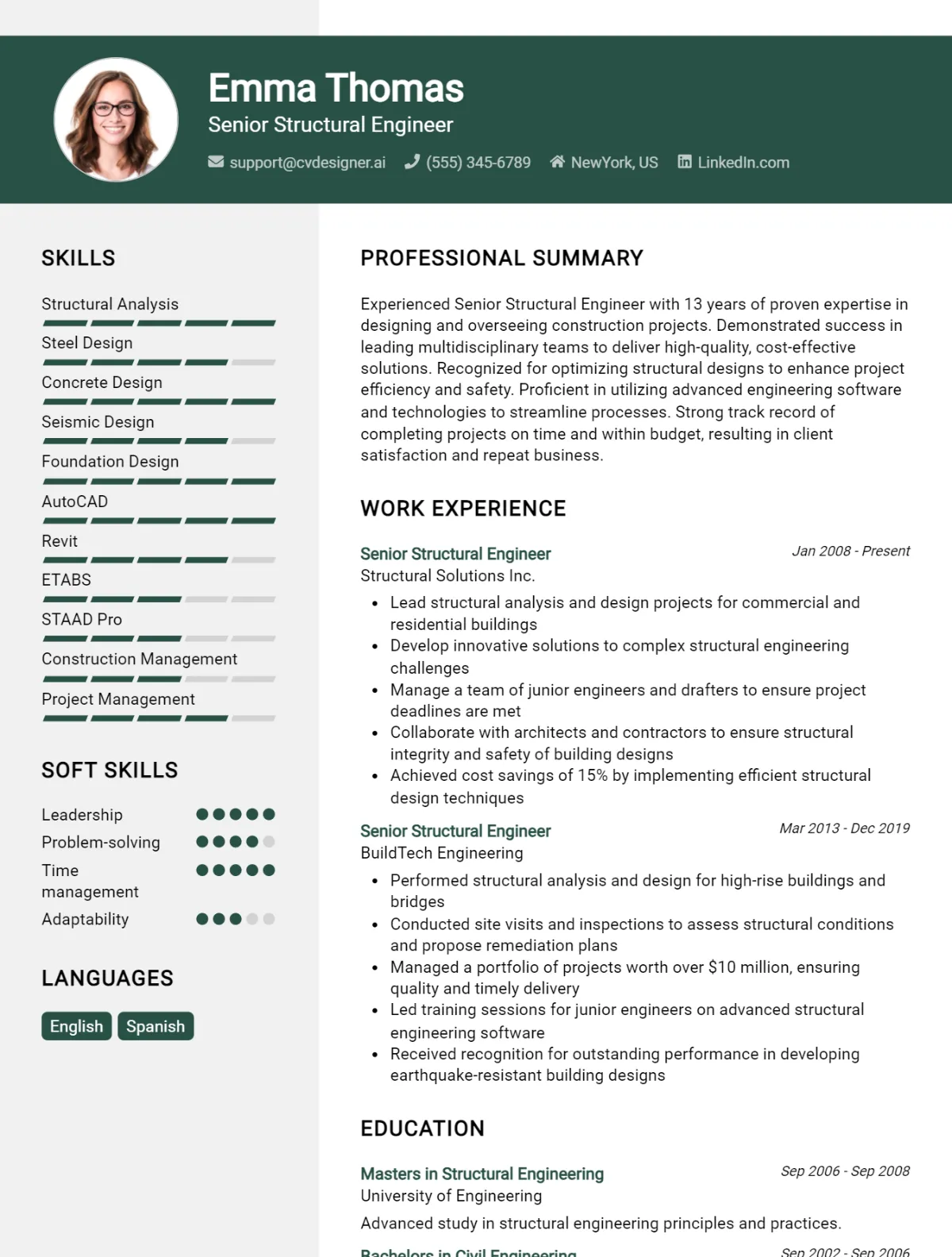 Senior Structural Engineer CV Example For 2026: How to Craft a Winning CV Preview