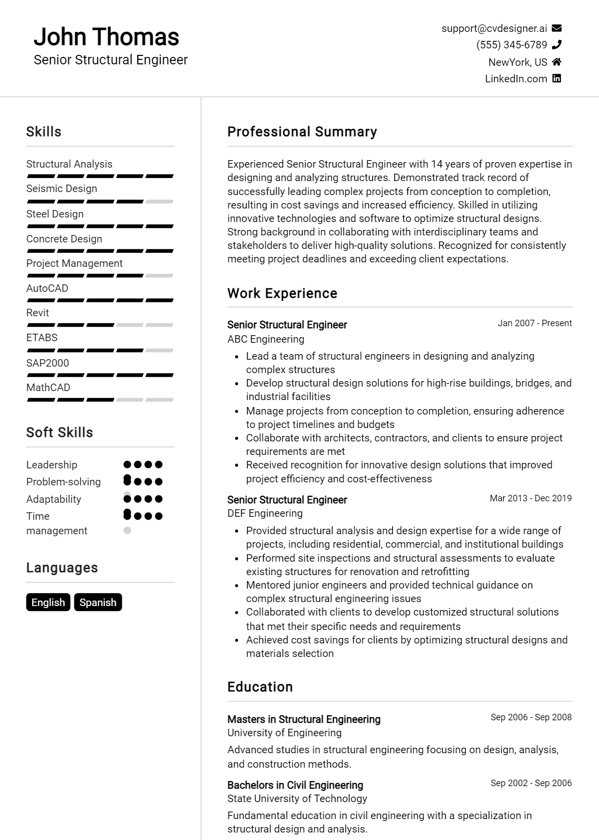 Senior Structural Engineer Resume Example for 2026: Best Writing Guide Preview