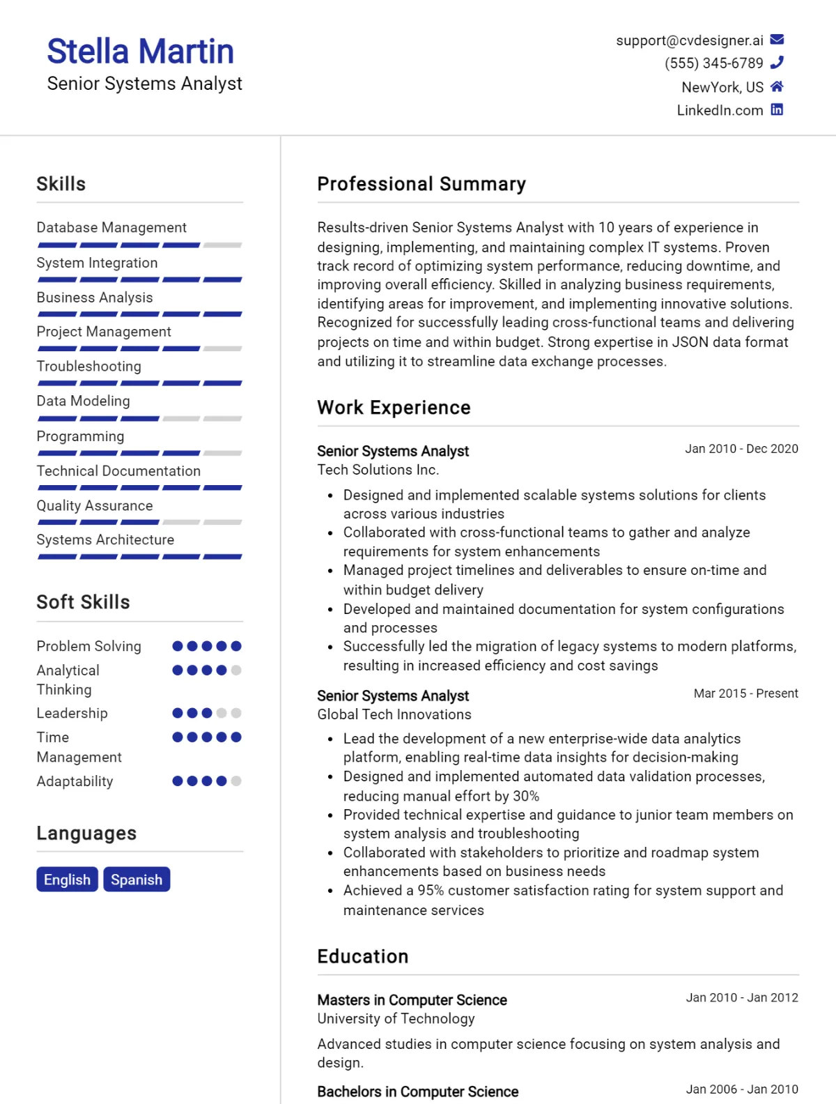 16 Senior Systems Analyst CV Examples and Templates For 2026 Preview