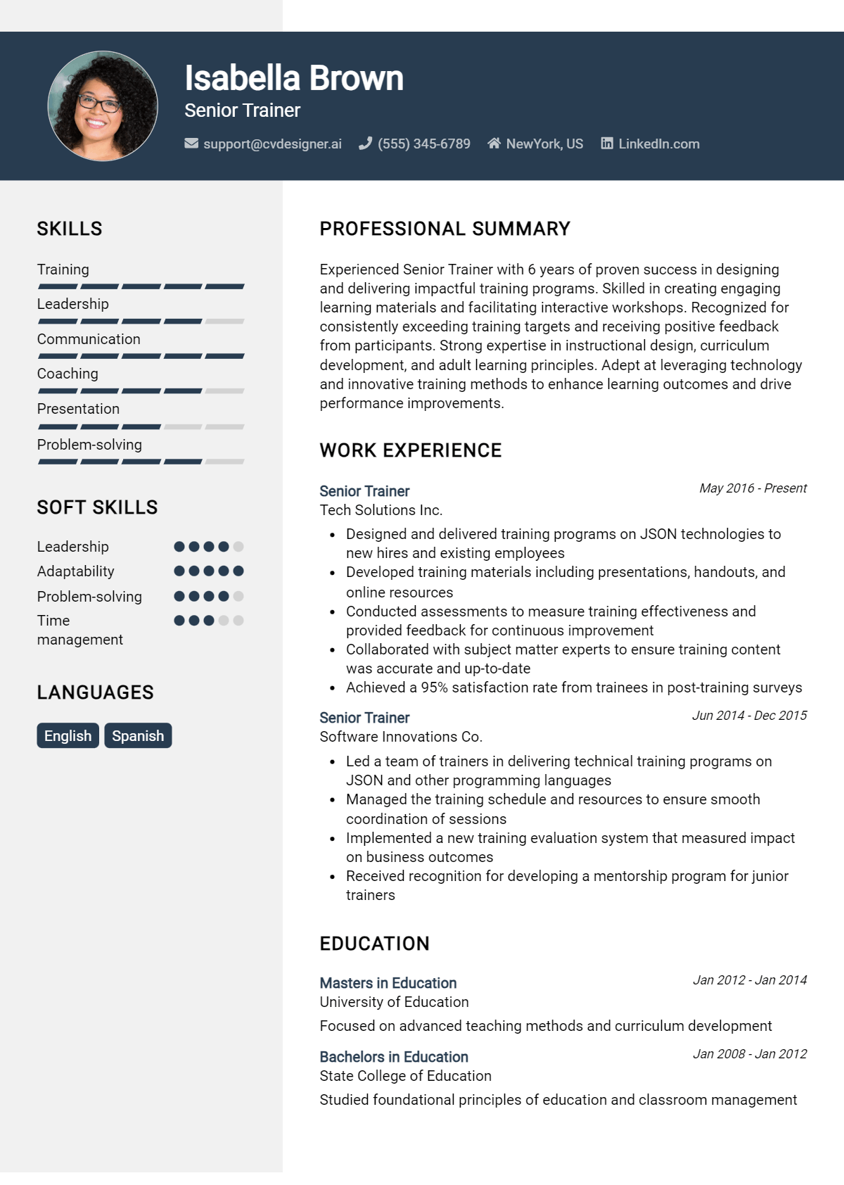 Senior Trainer Resume Example for 2026: Top Templates Preview
