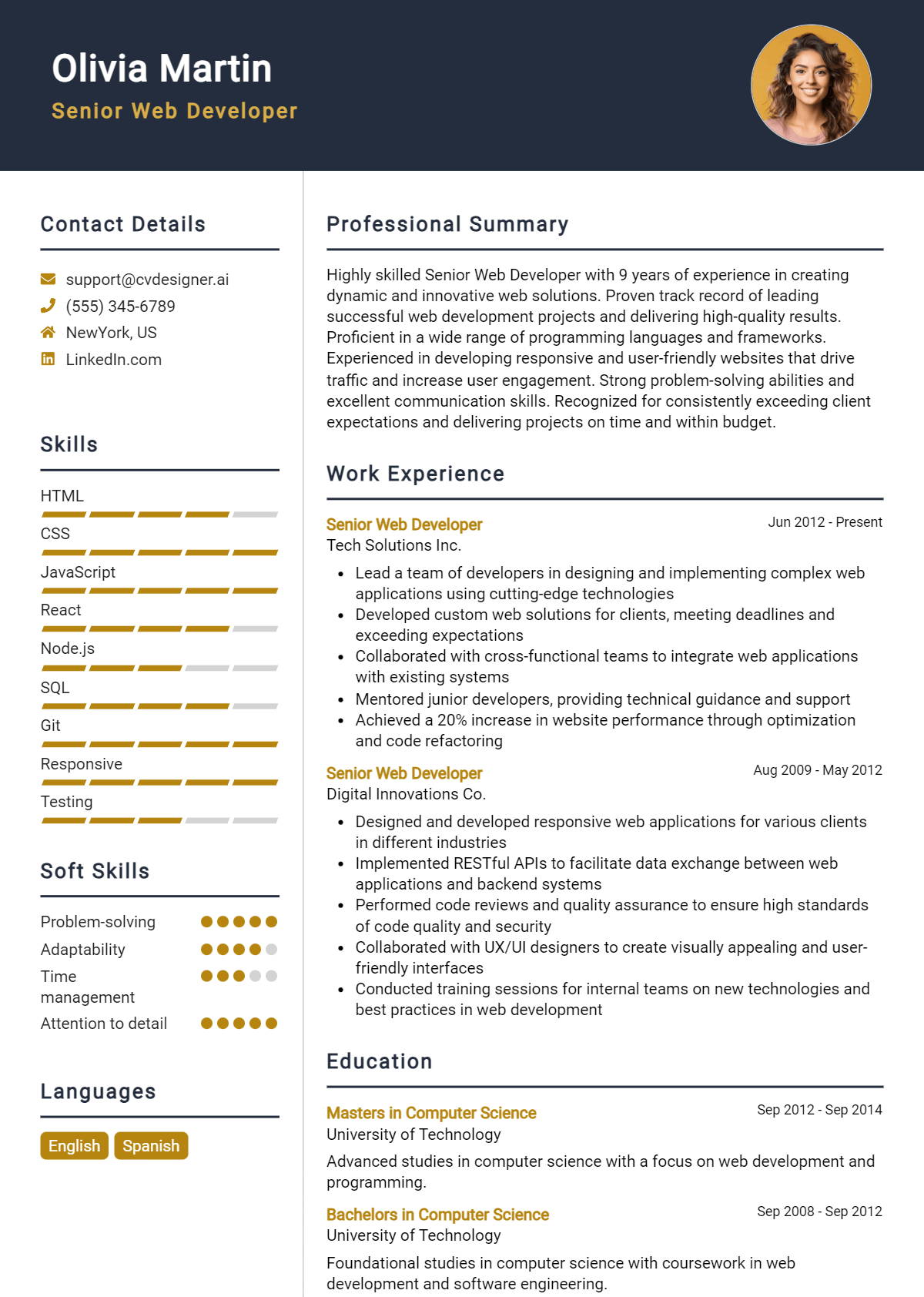 17 Senior Web Developer CV Examples And Templates For 2026 Preview