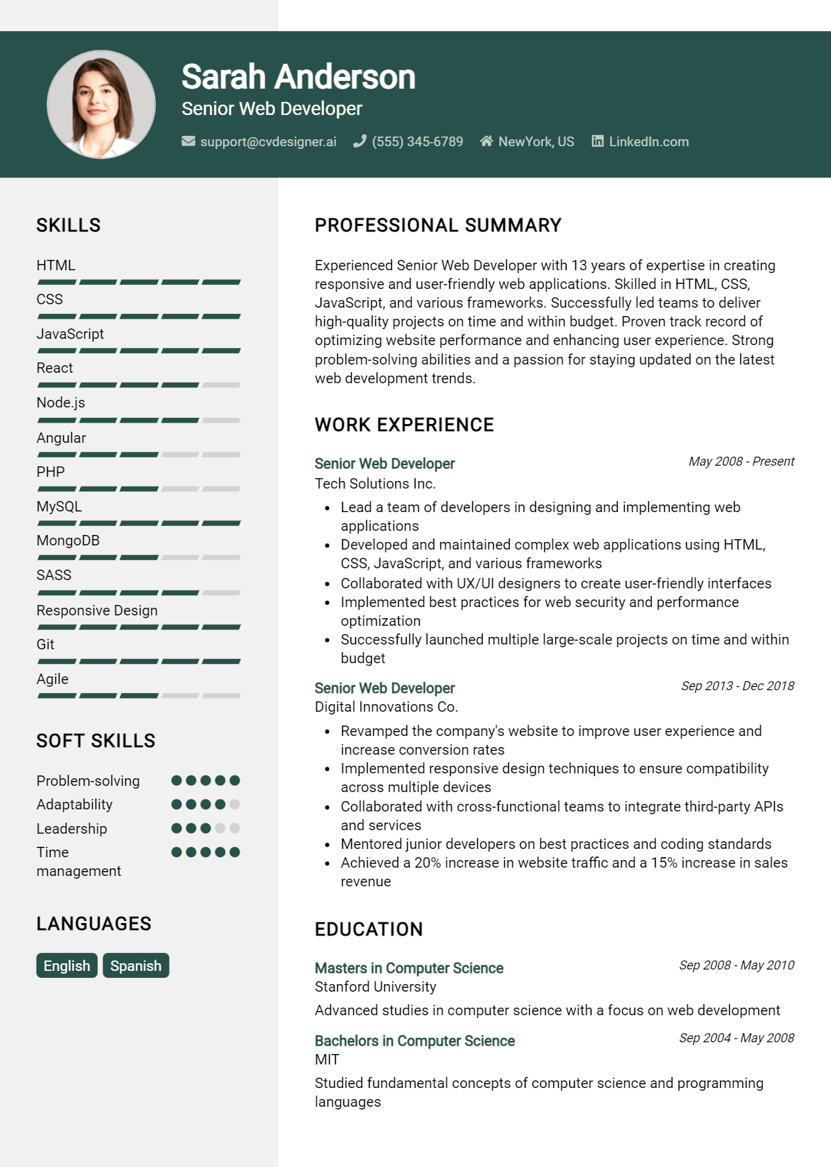 12 Senior Web Developer Resume Examples And Templates for 2026 Preview