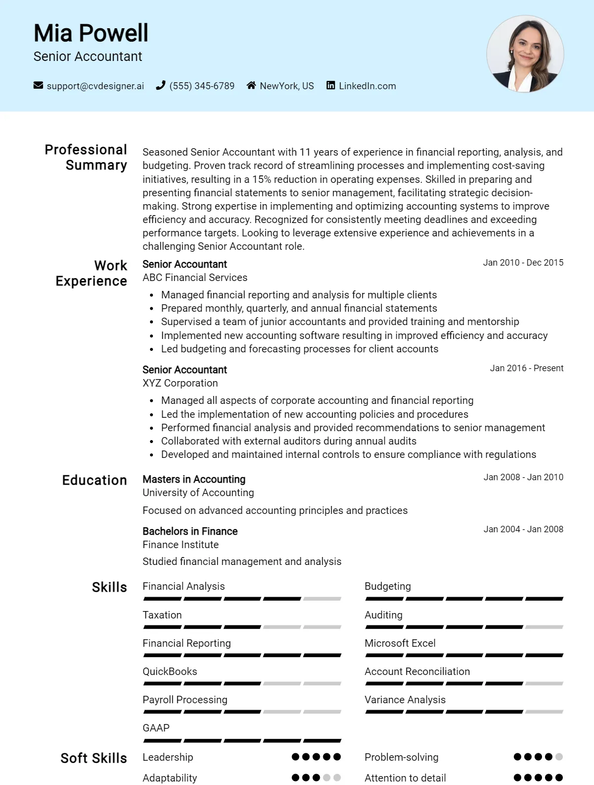 9 Senior Accountant CV Examples And Free Templates For 2026 Preview
