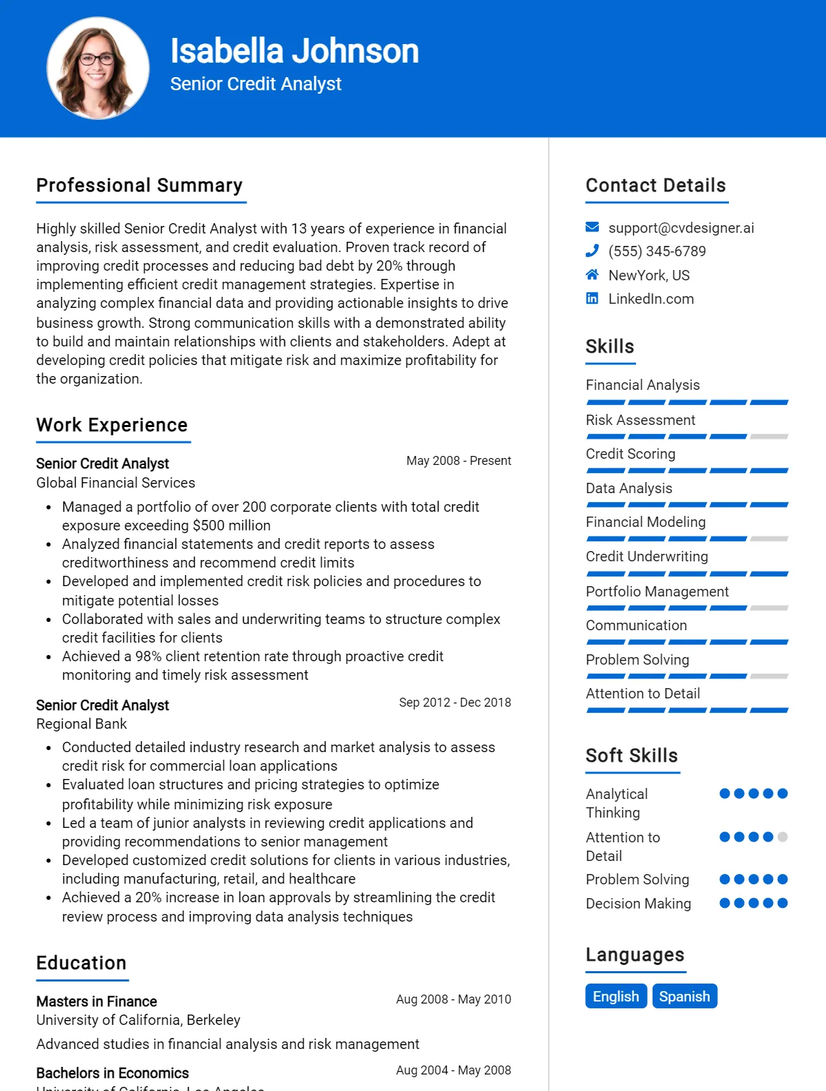 Senior Credit Analyst CV Example For 2026: Top Tips & Samples Preview