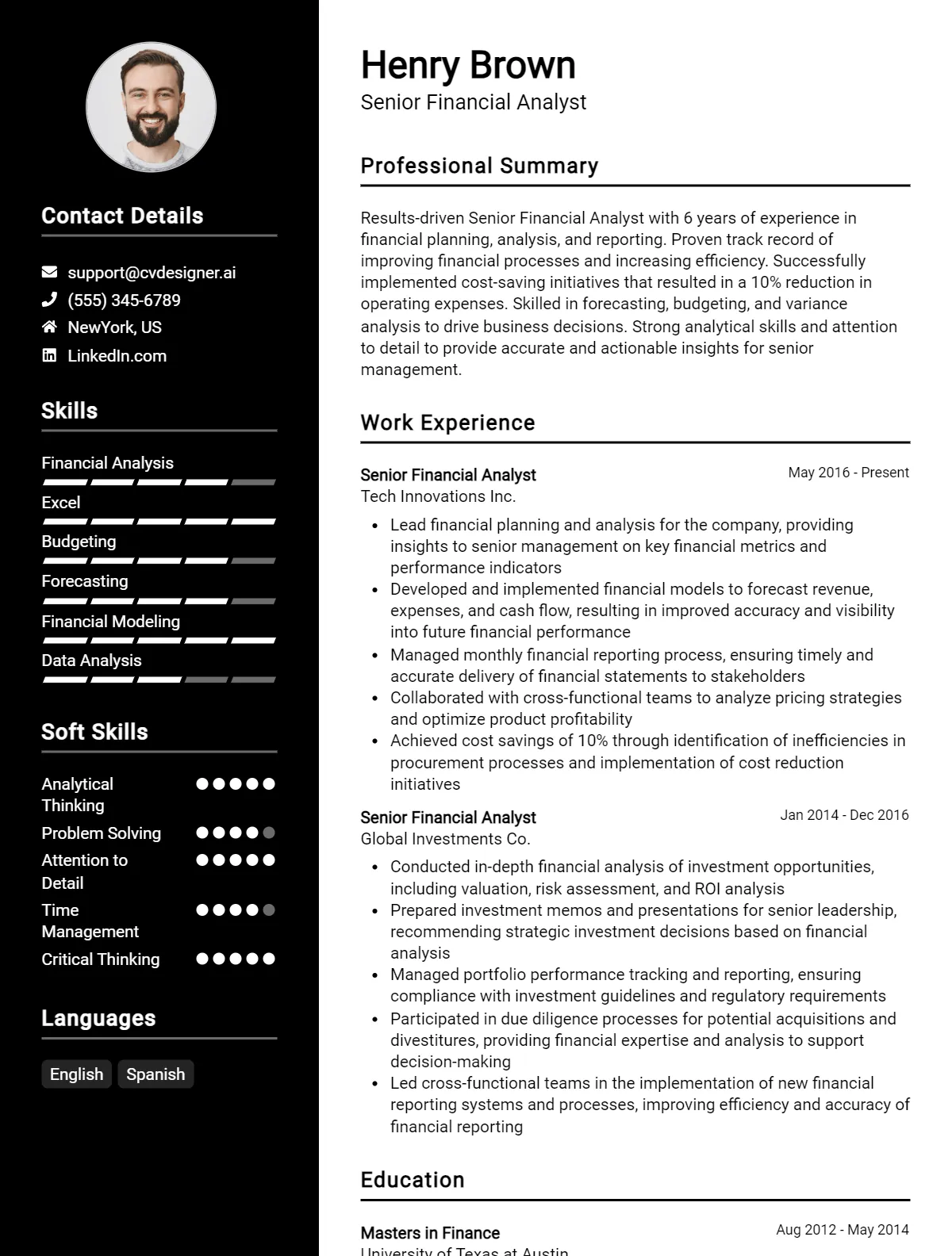 Senior Financial Analyst CV Example For 2026: Effective CV Writing Tips Preview