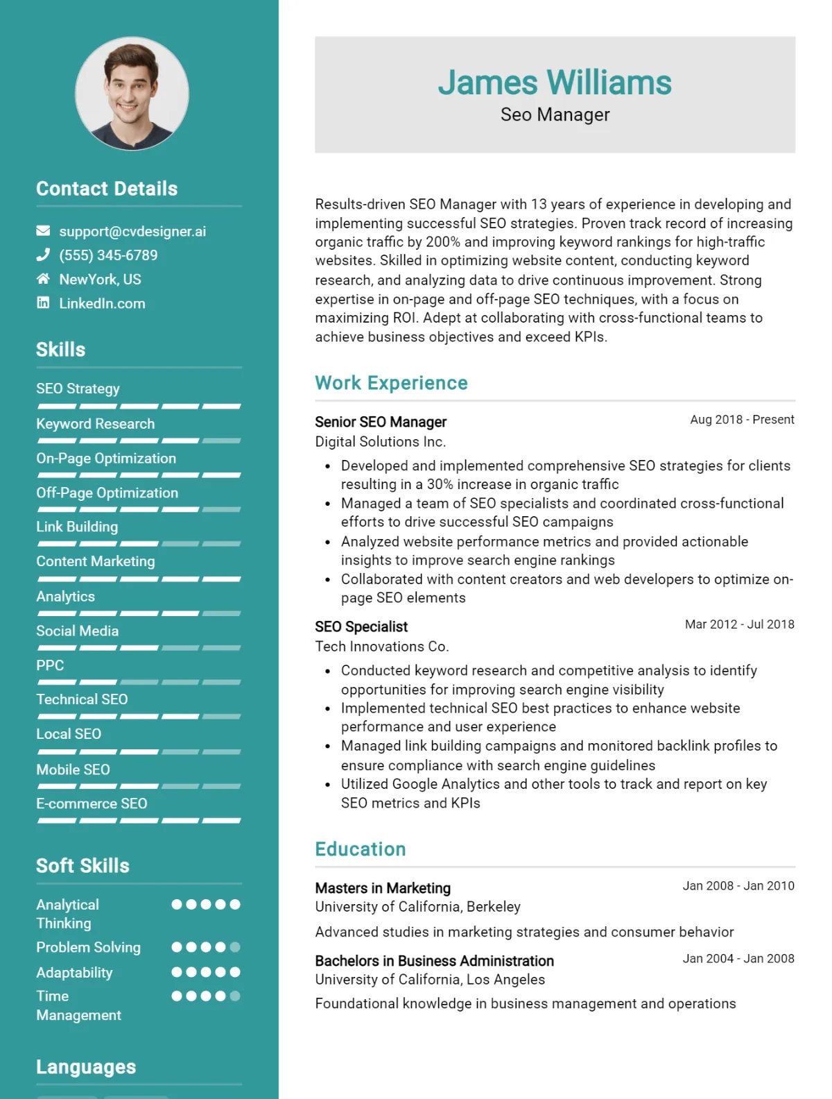 Seo Manager CV Example For 2026: Samples & Best Practices Preview