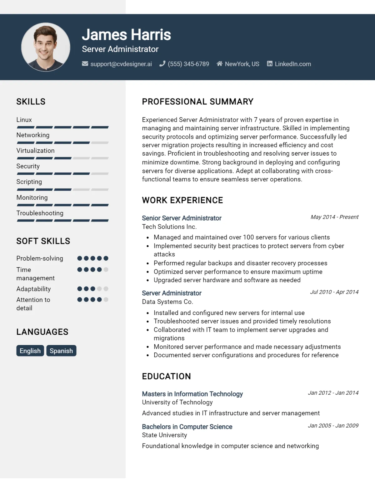Server Administrator CV Example For 2026: Best Tips & Templates Preview