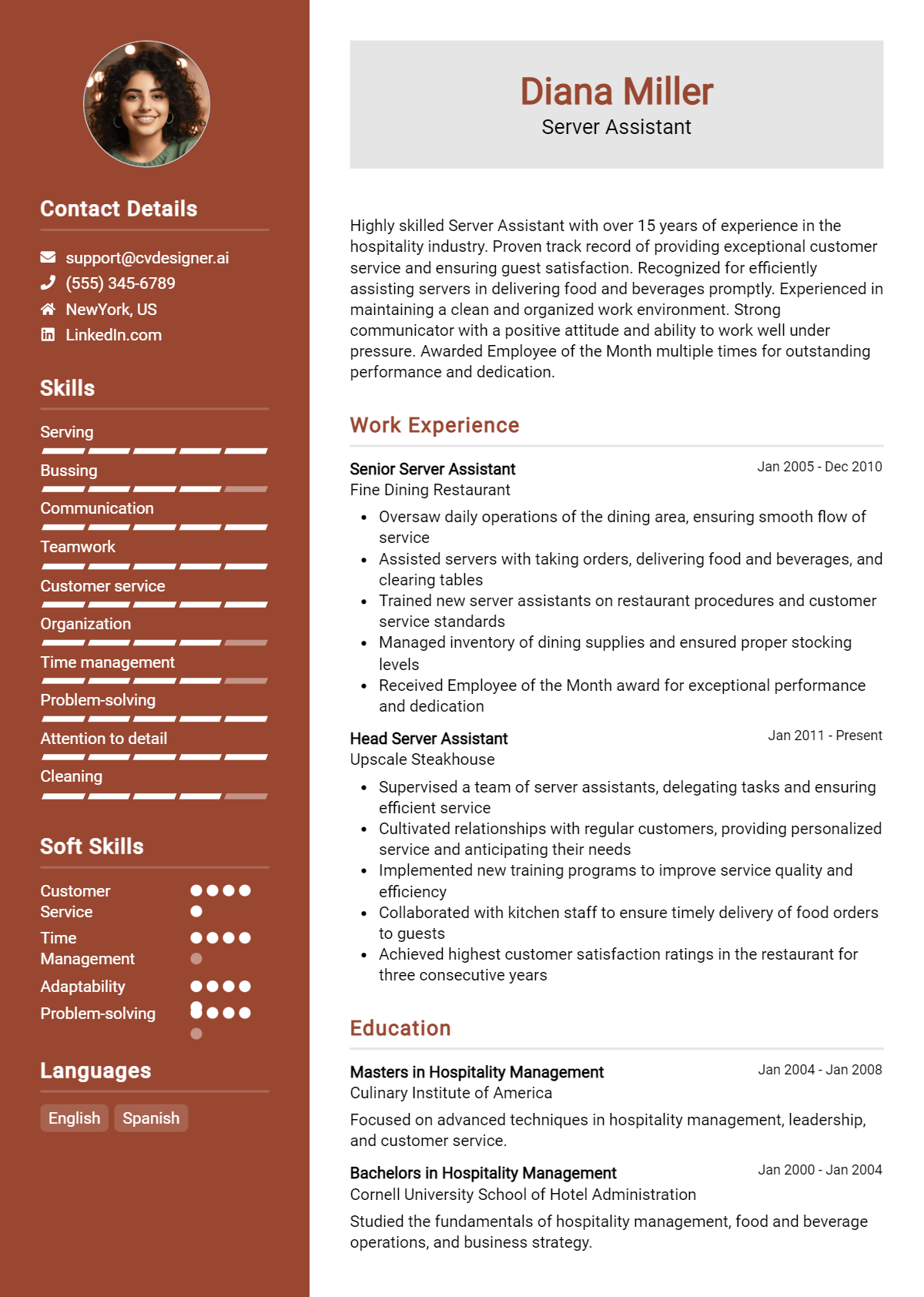 Server Assistant Resume Example for 2026: Best Formatting Tips Preview