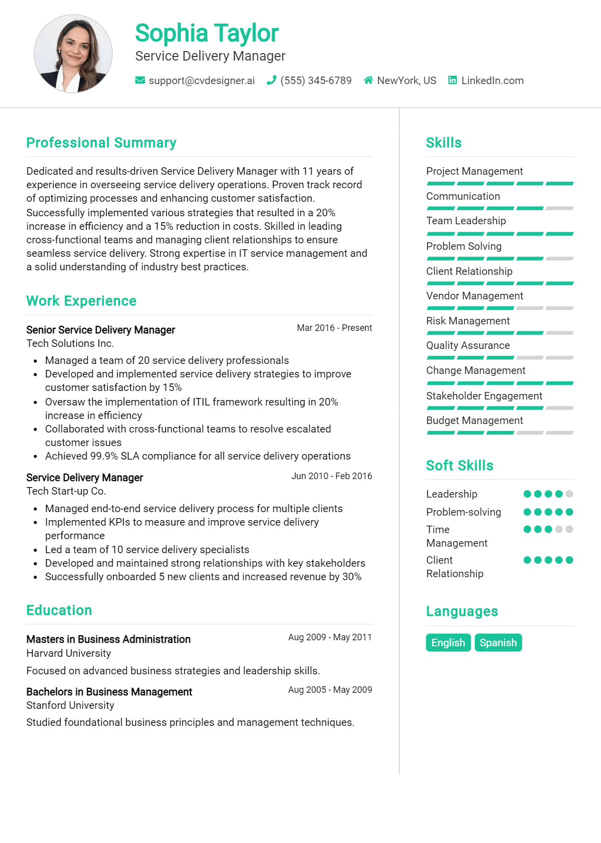 Service Delivery Manager Resume Example for 2026: Tips & Templates Preview