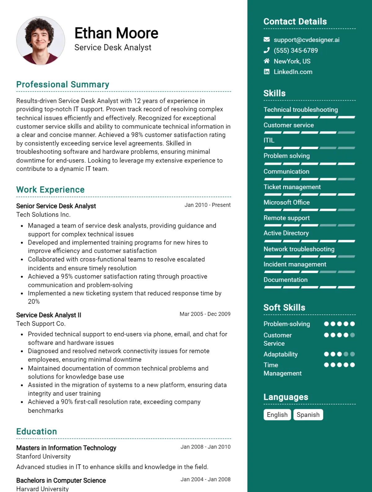 Service Desk Analyst CV Example For 2026: Proven Tips & Templates Preview