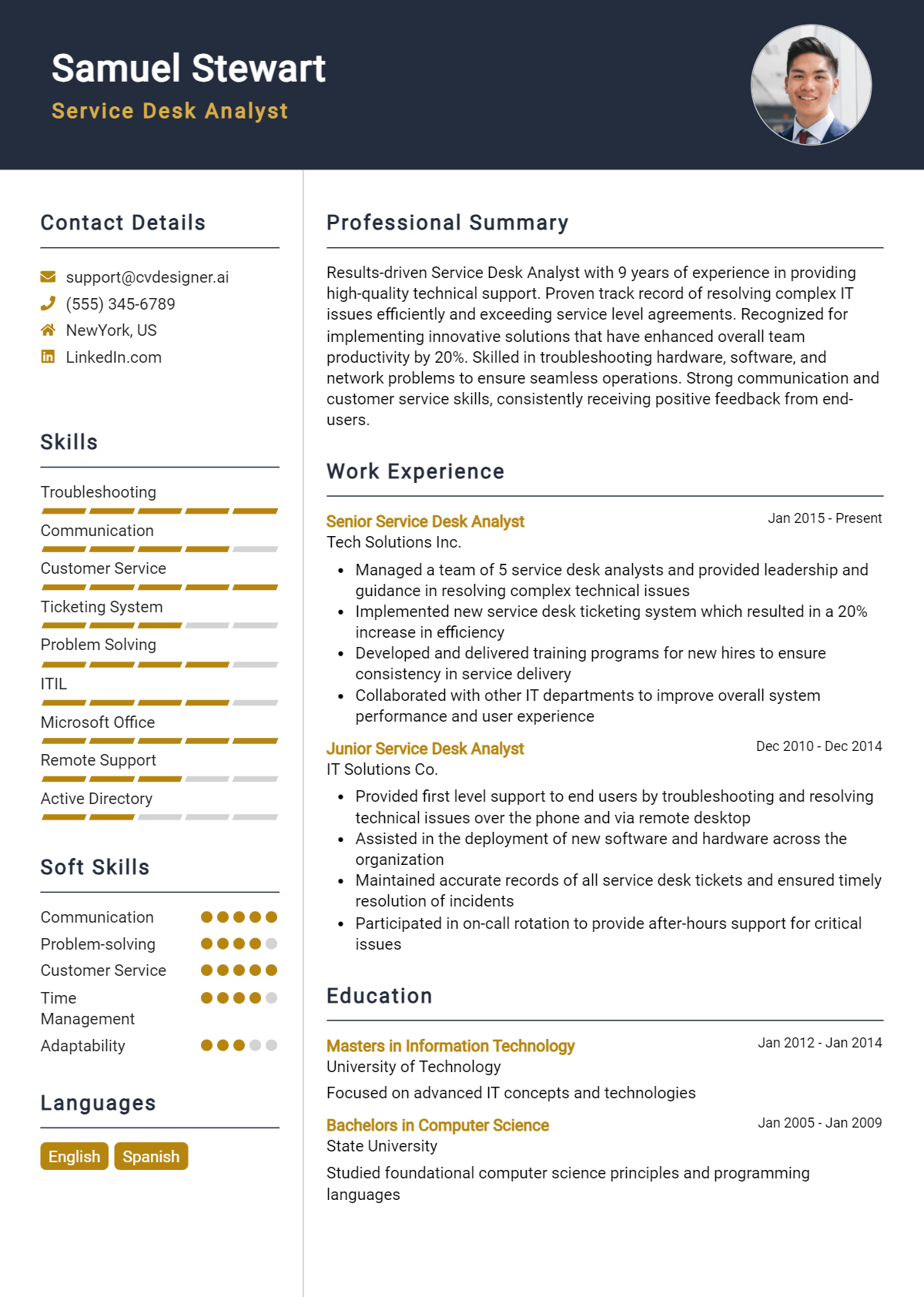 Service Desk Analyst Resume Example for 2026: Ultimate Guide Preview