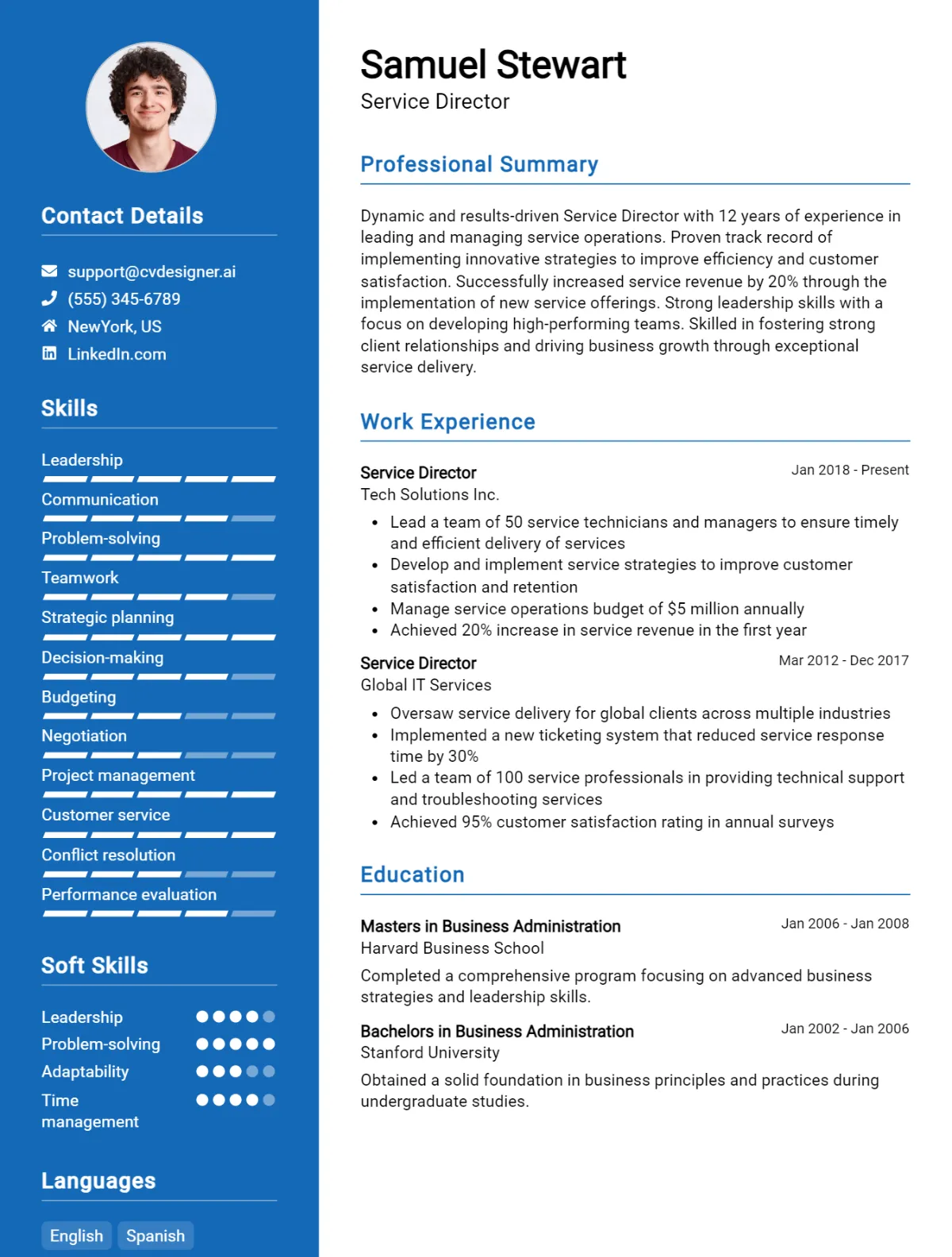 Service Director CV Example For 2026: Best Writing Guide Preview