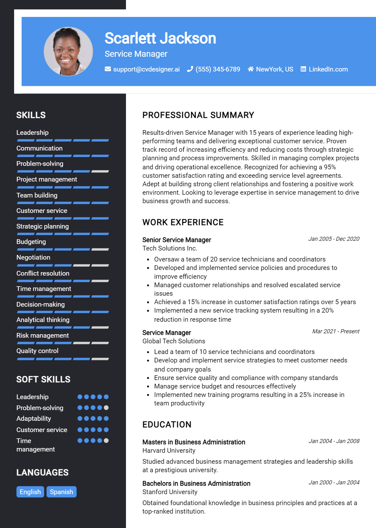 Service Manager Resume Example for 2026: Free Templates Preview