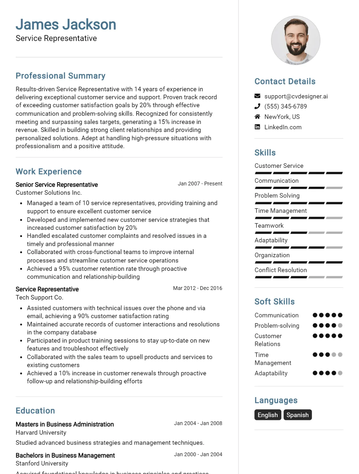 Service Representative CV Example For 2026: Ultimate Guide Preview