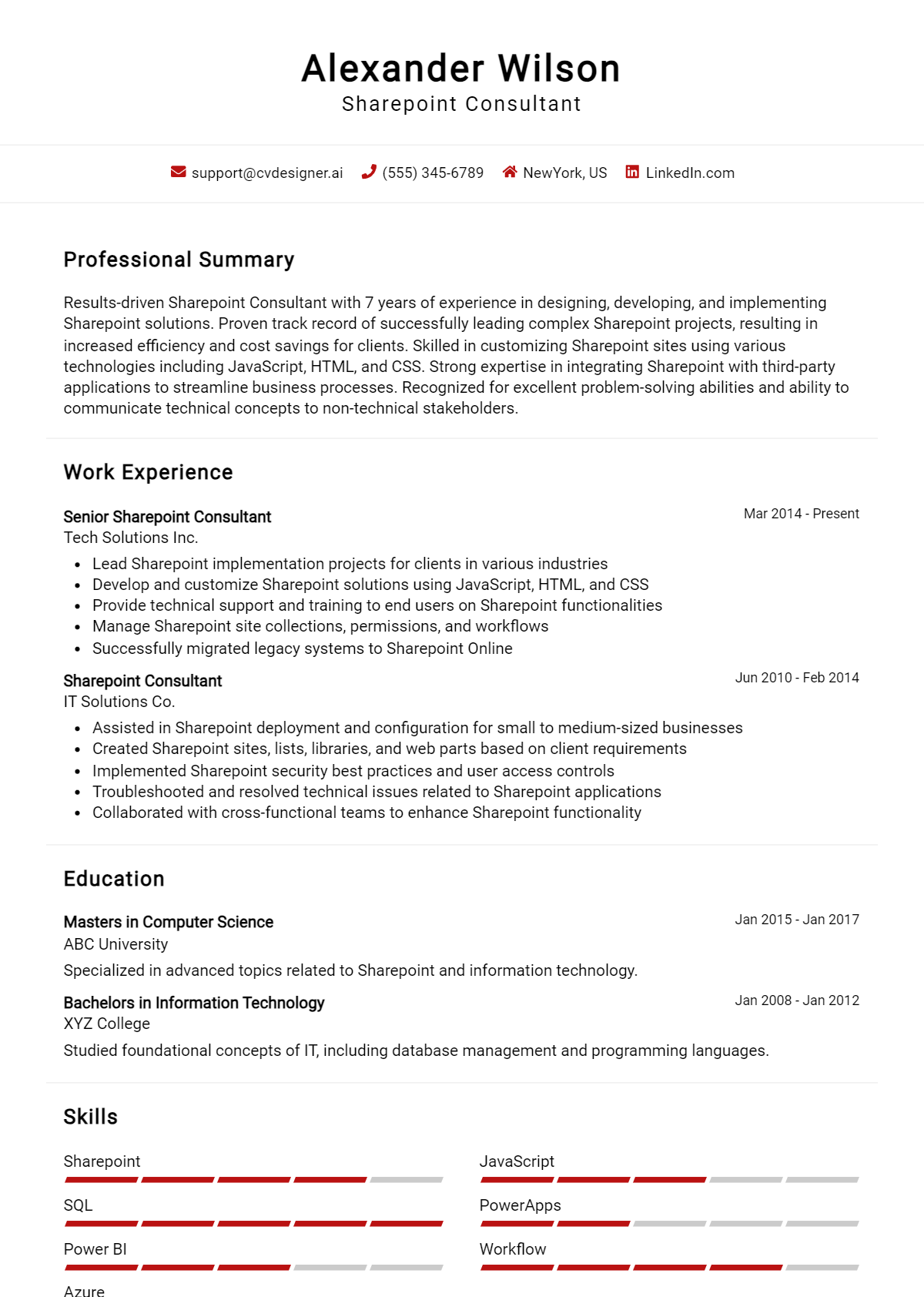 Sharepoint Consultant Resume Example for 2026: Best Writing Guide Preview