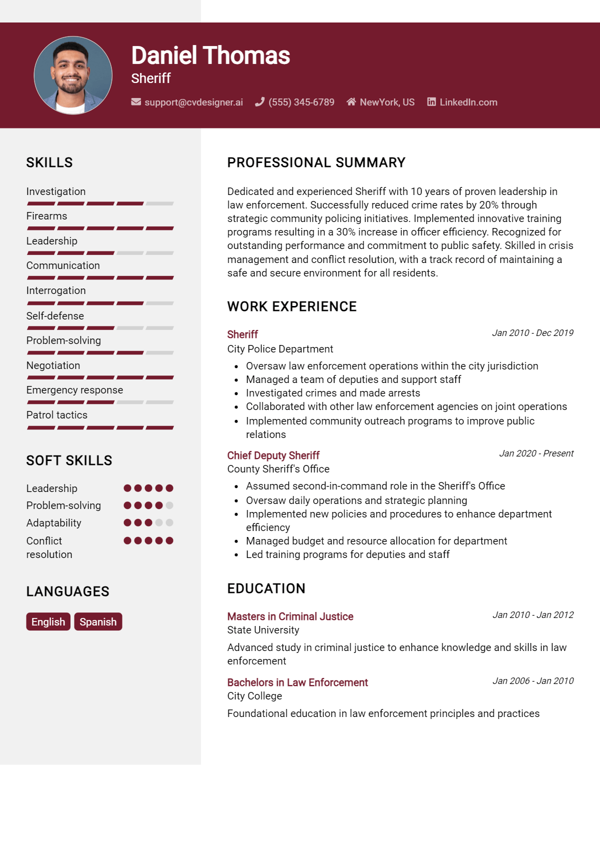 Sheriff Resume Example for 2026: Tips & Templates Preview