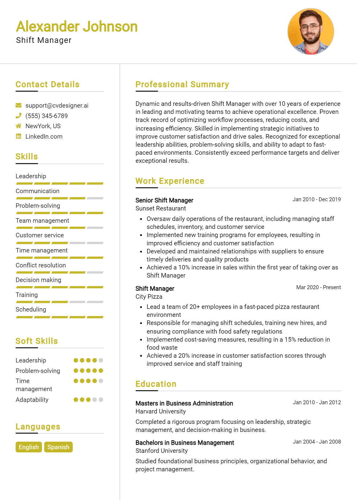 Shift Manager Resume Example for 2026: Ultimate Guide Preview