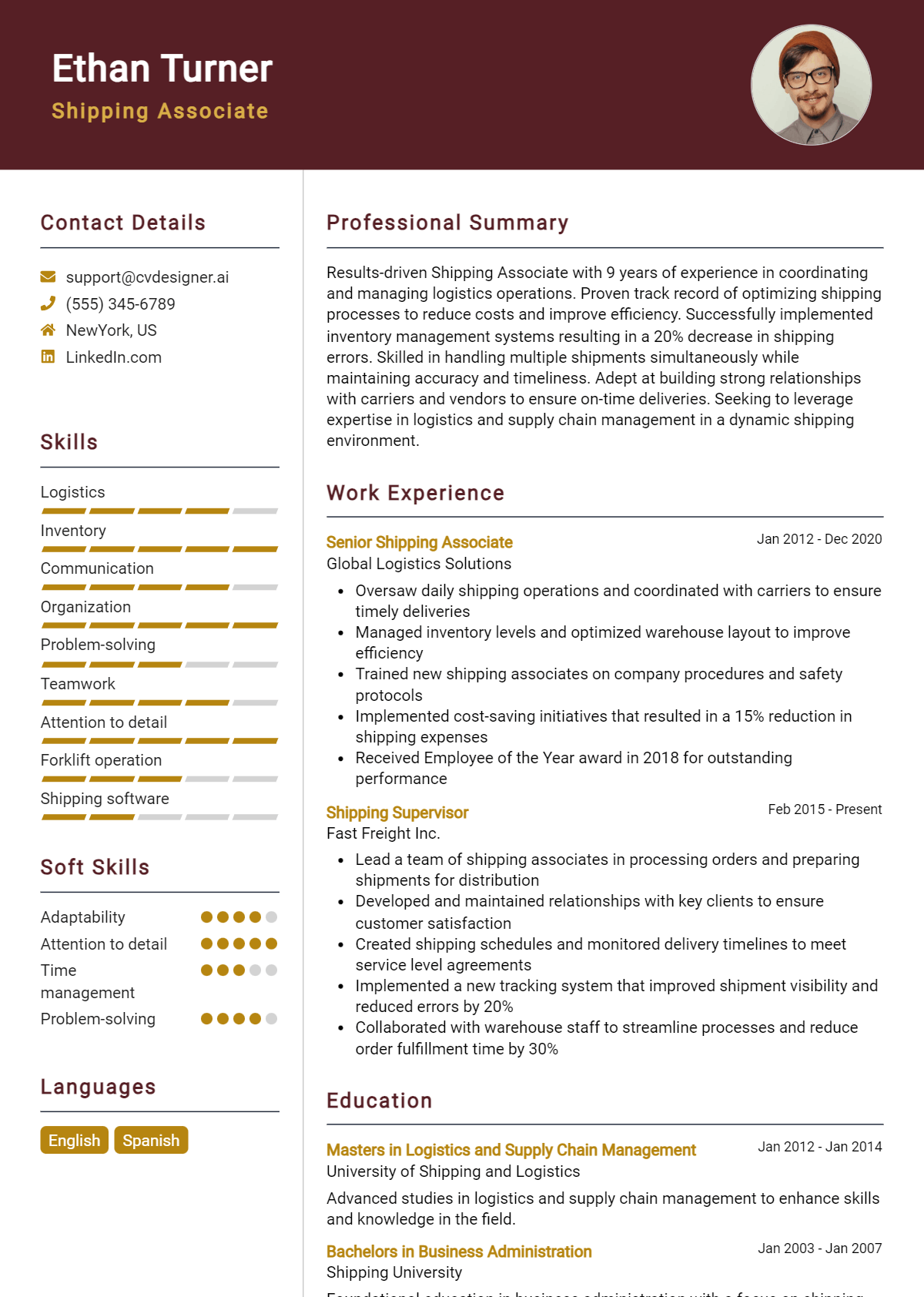 Shipping Associate Resume Example for 2026: Effective CV Writing Tips Preview