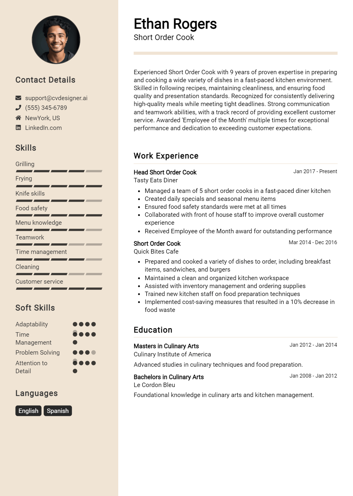 Short Order Cook Resume Example for 2026: Strategies & Templates Preview