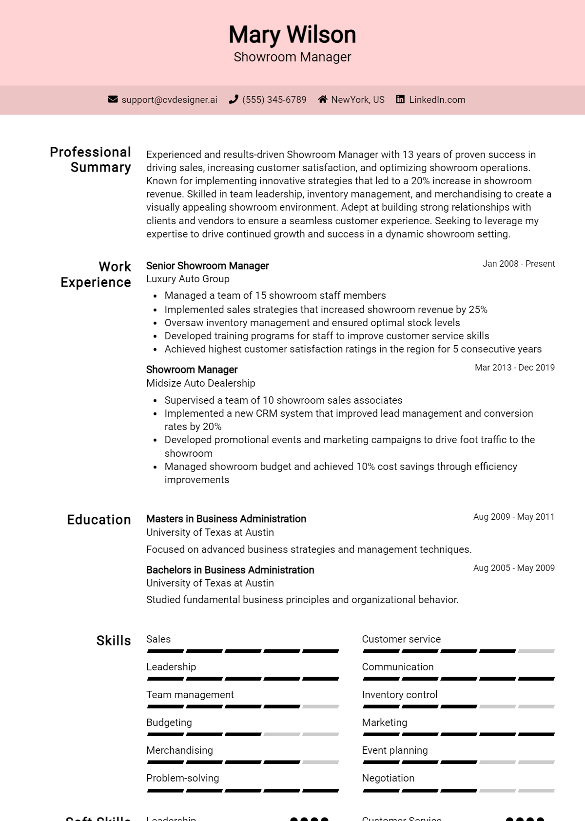 Showroom Manager Resume Example for 2026: Proven Tips & Templates Preview