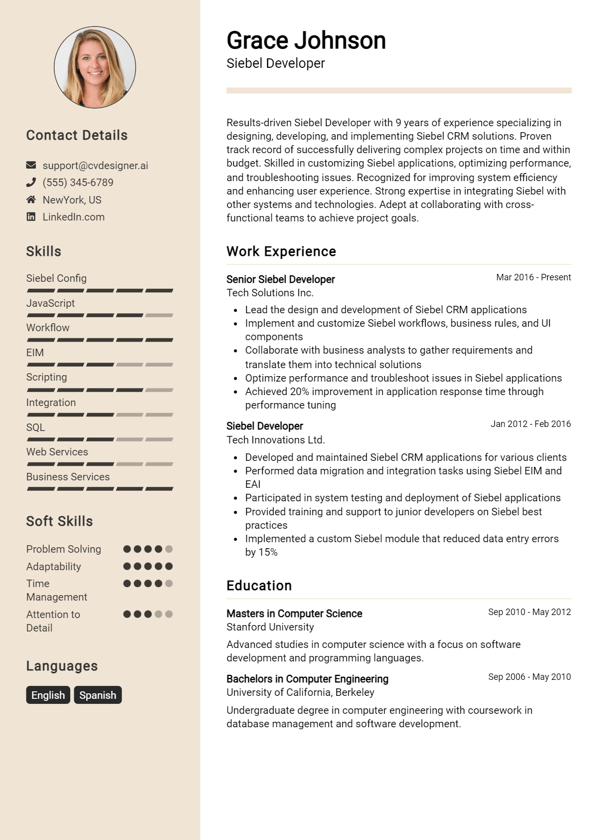 Siebel Developer Resume Example for 2026: Free Templates Preview