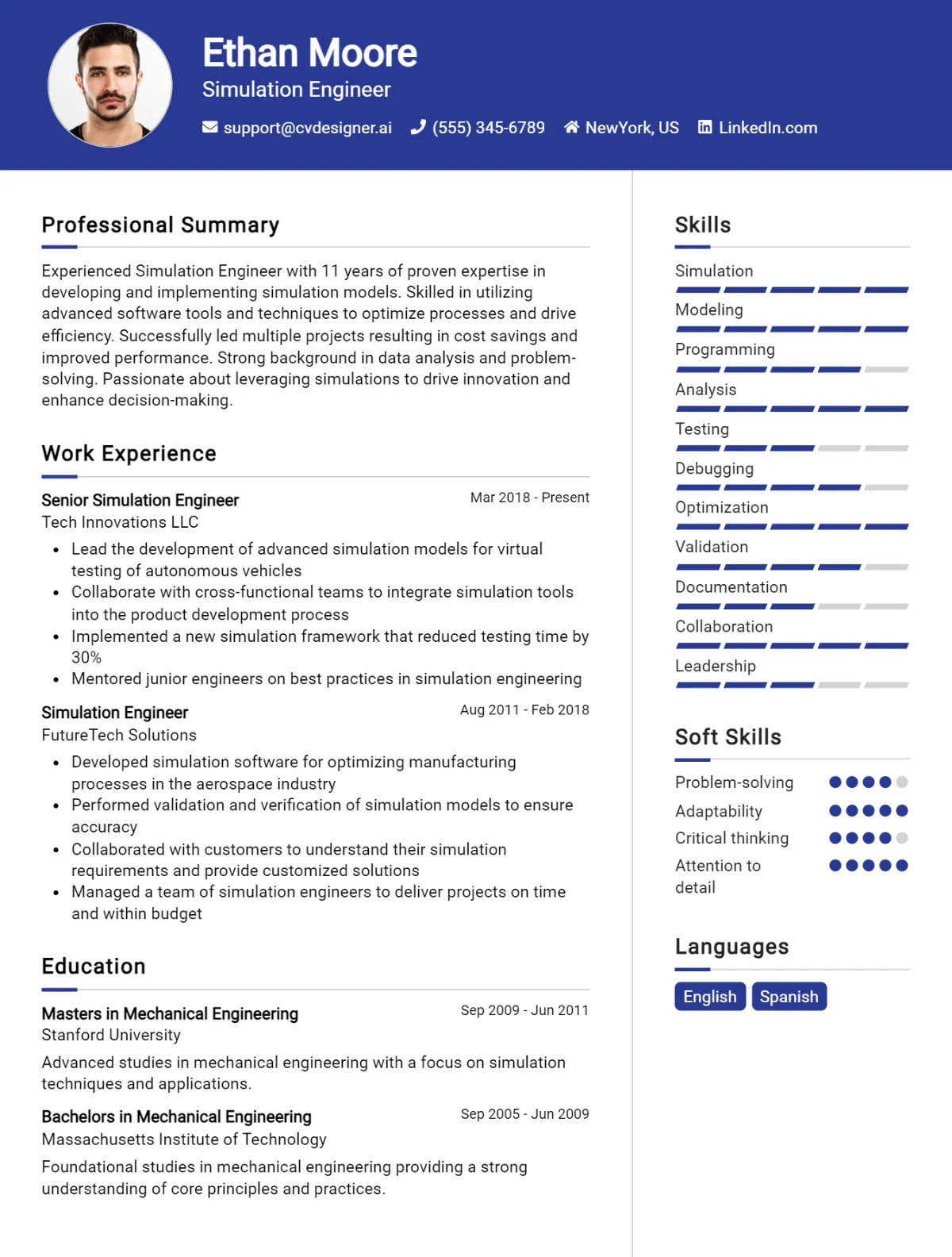 Simulation Engineer CV Example For 2026: Expert Tips & Templates Preview