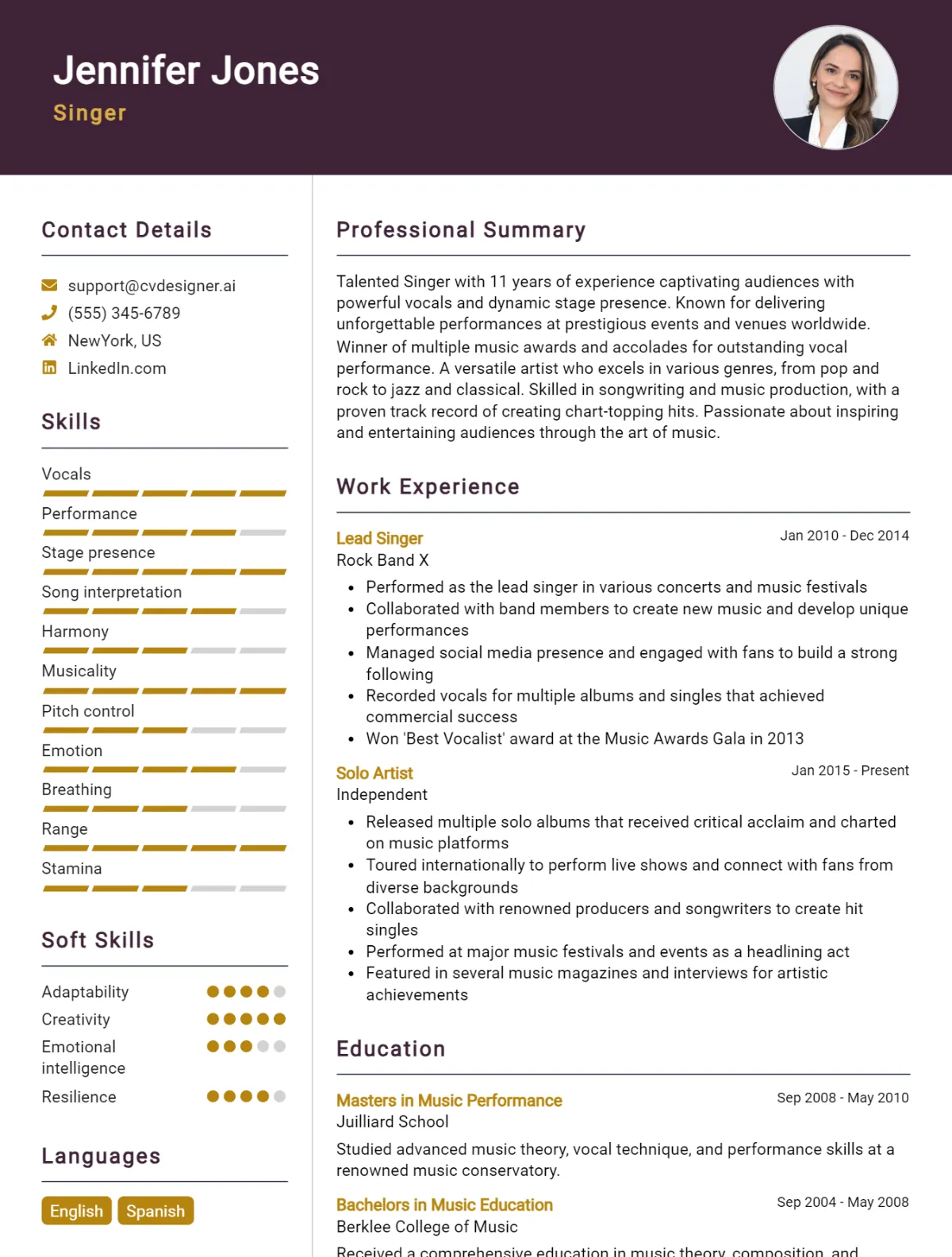 Singer CV Example For 2026: Expert Tips & Templates Preview
