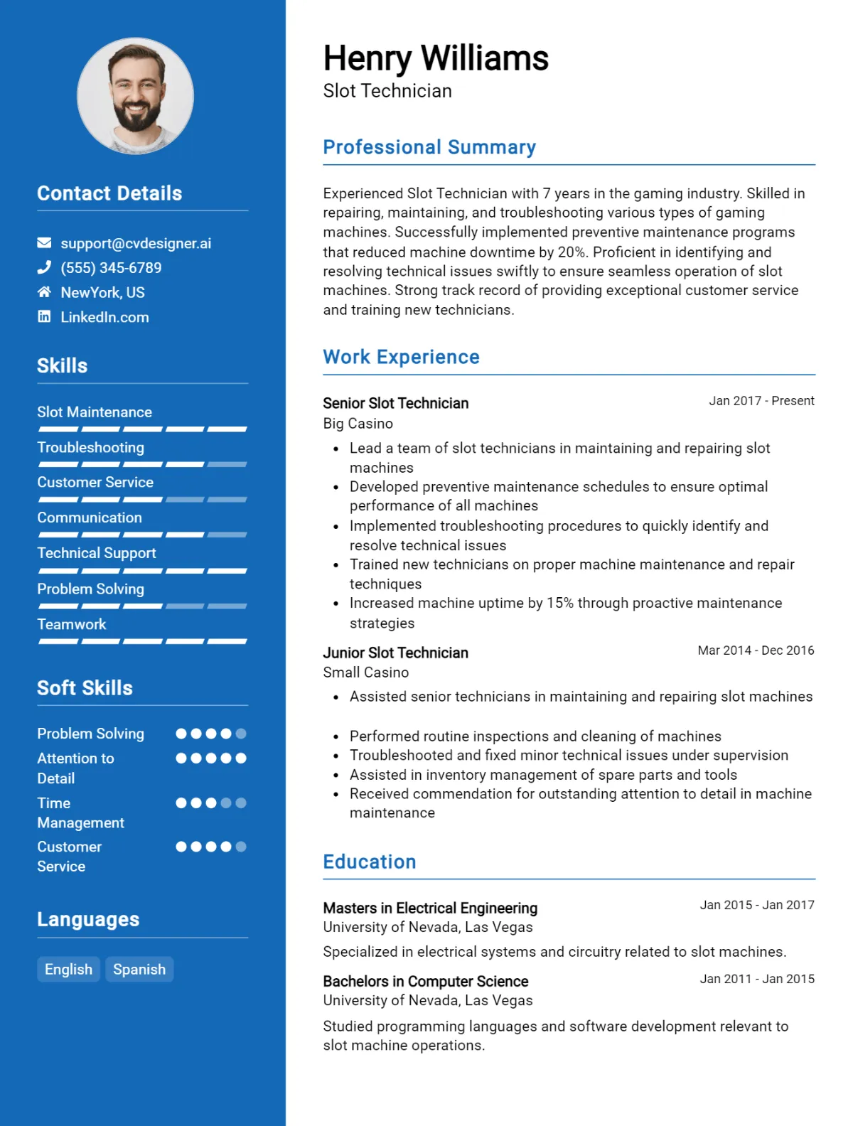 Slot Technician CV Example For 2026: Free Downloadable Templates Preview