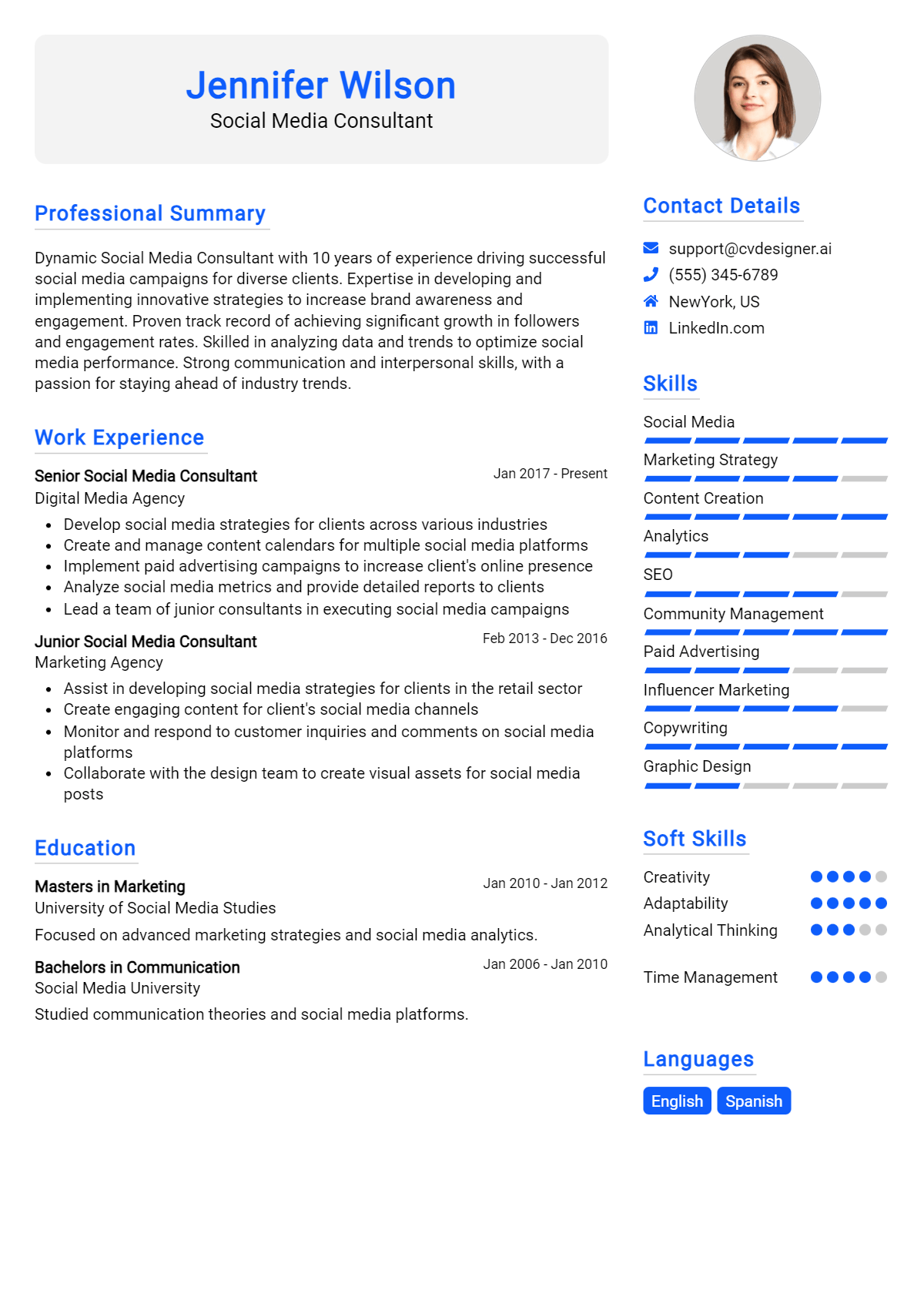 14 Social Media Consultant Resume Examples for 2026: Resume Guide Preview