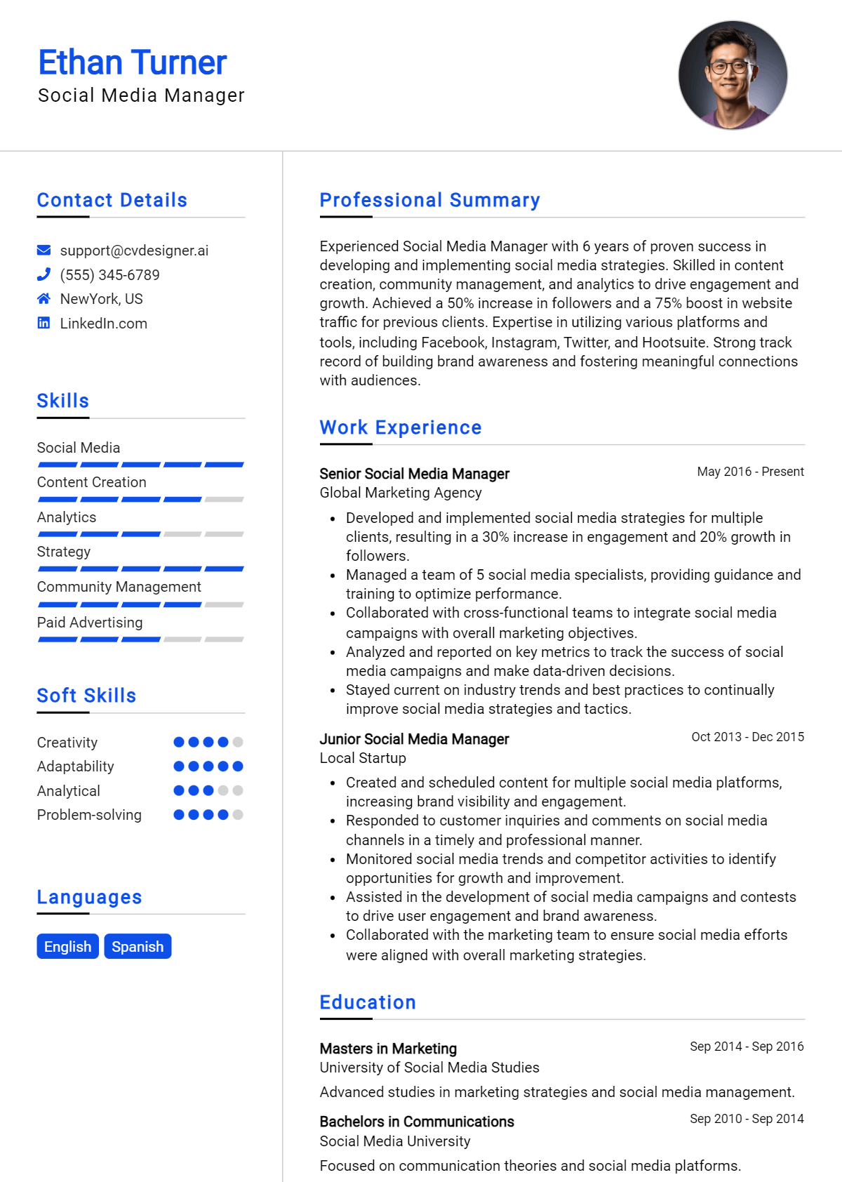 12 Social Media Manager CV Examples and Free Templates For 2026 Preview